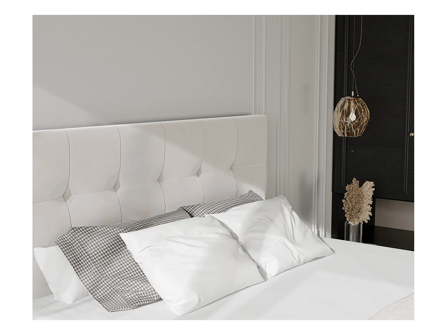 Lit continental rembourré avec surmatelas, beige - 200x200 - AZARIO