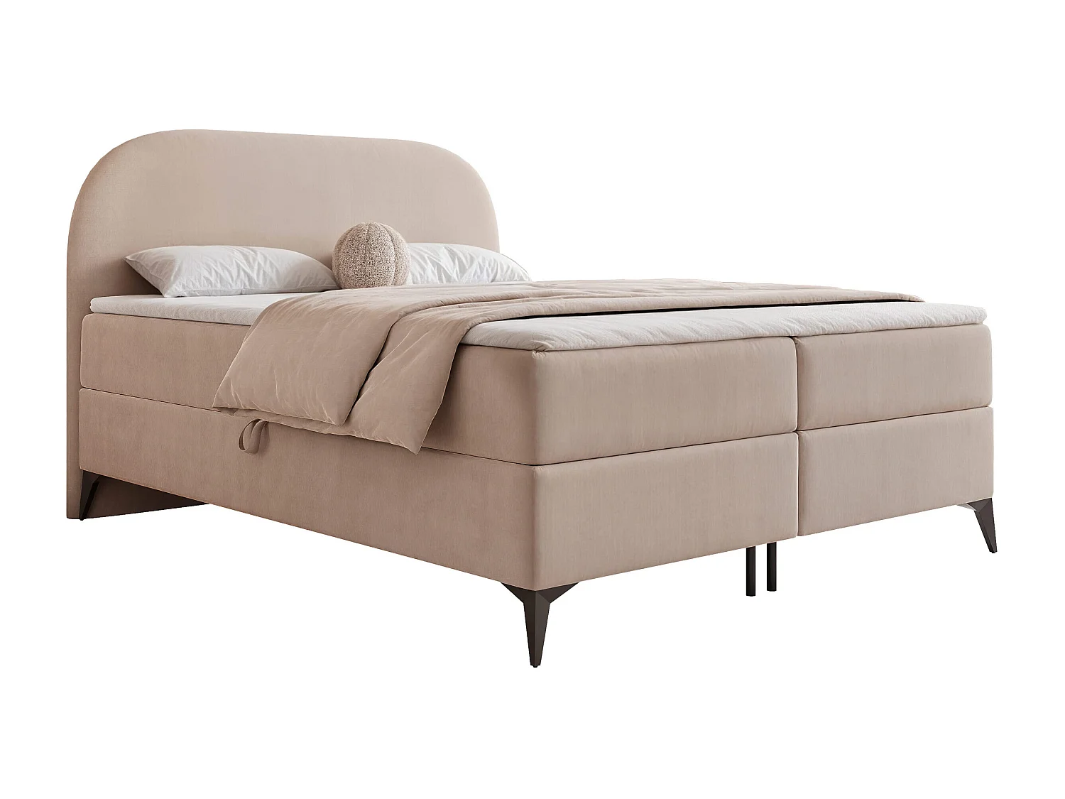 Lit continental rembourré sur pieds avec surmatelas, beige - 160x200 - NOELIA