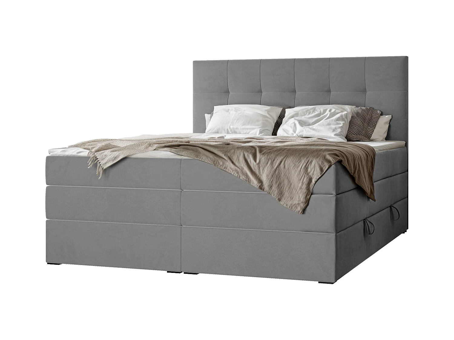 Lit continental rembourré avec surmatelas, gris - 140x200 - AZARIO
