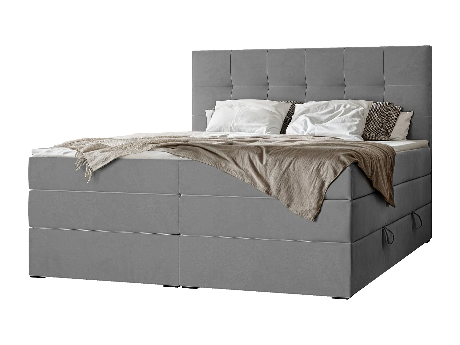 Lit continental rembourré avec surmatelas, gris - 140x200 - AZARIO