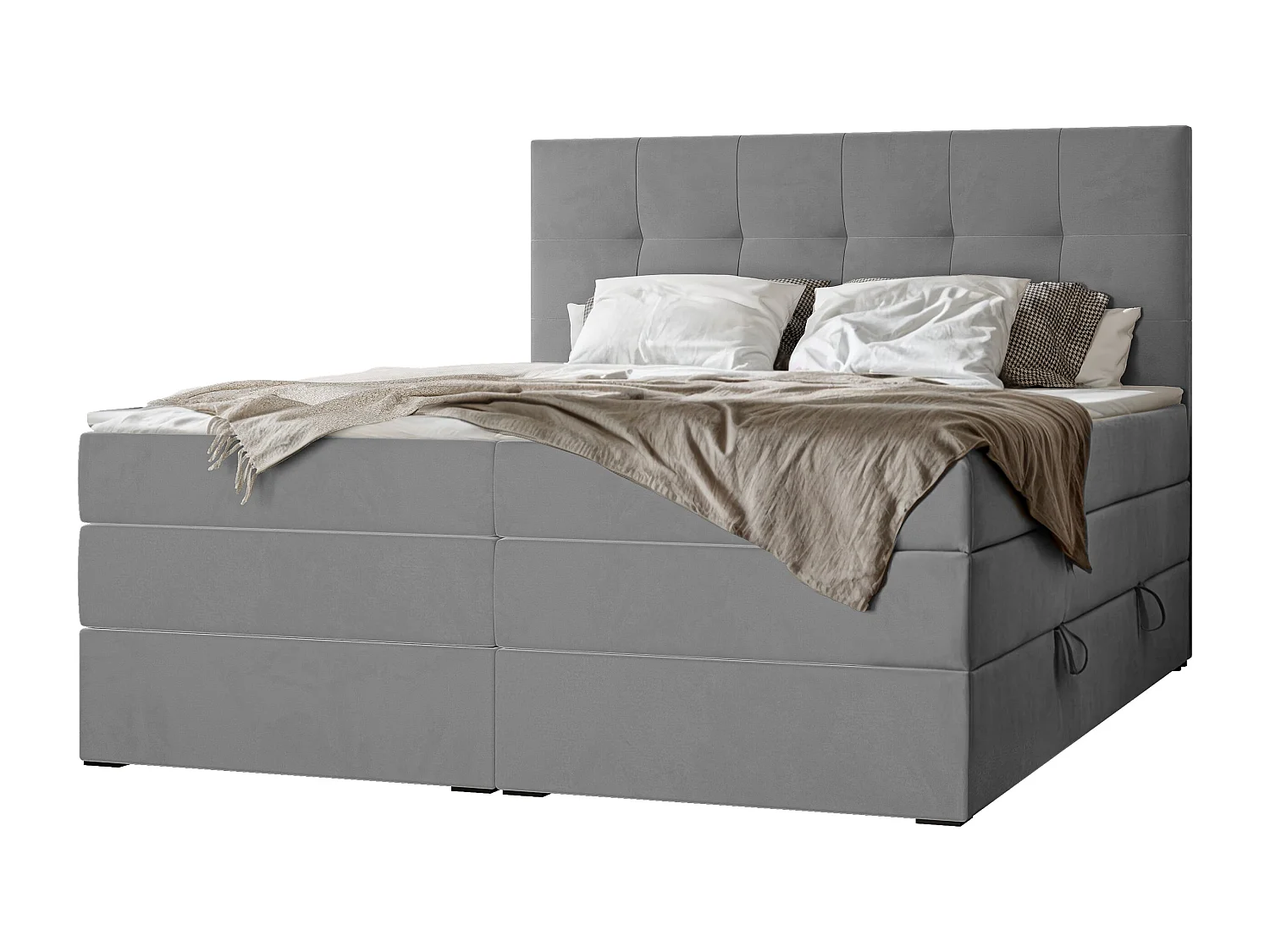 Lit continental rembourré avec surmatelas, gris clair - 160x200 - AZARIO