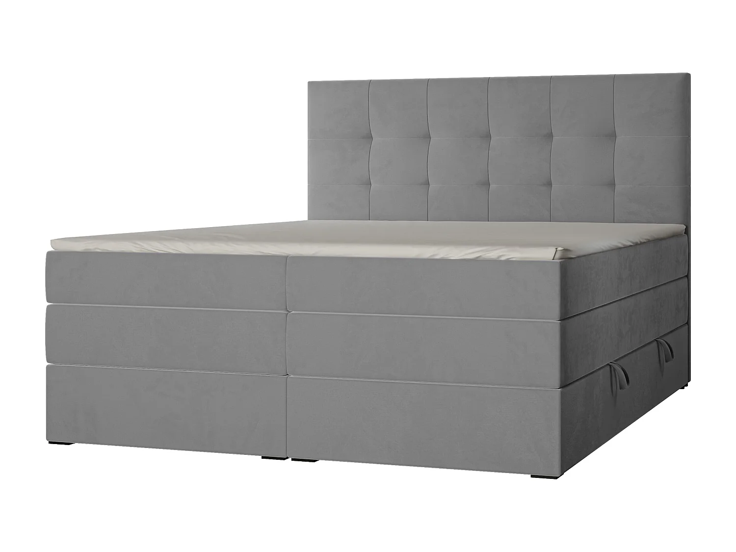 Lit continental rembourré avec surmatelas, gris clair - 160x200 - AZARIO