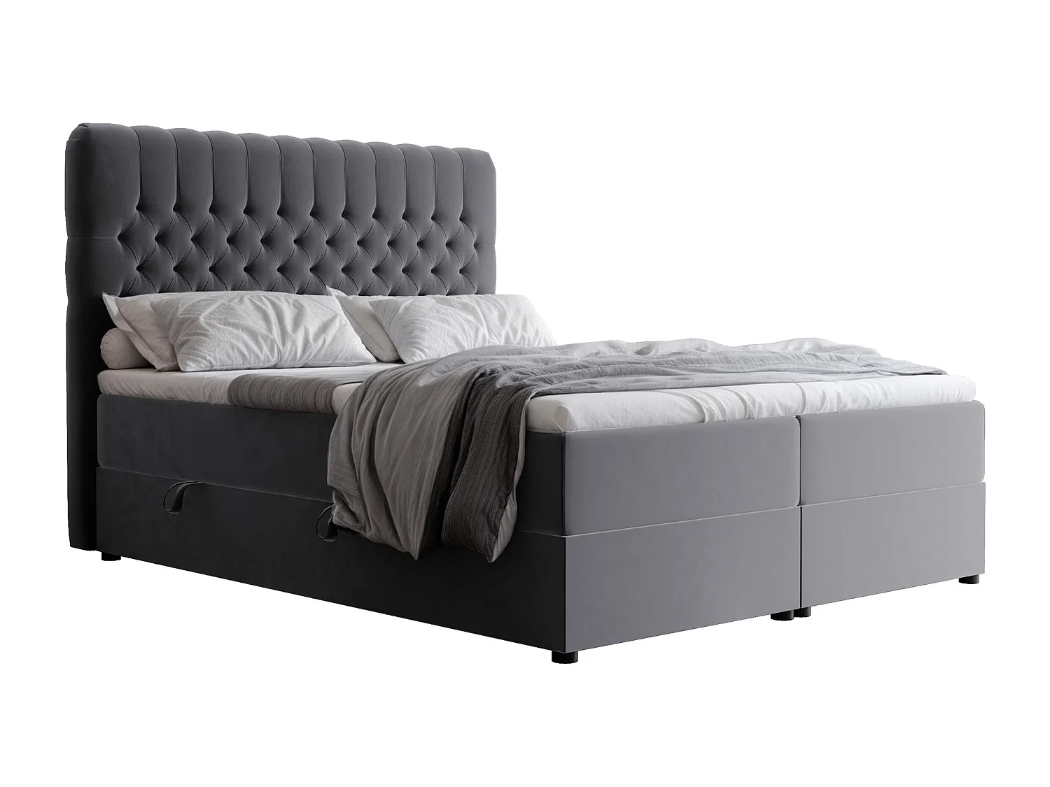 Lit continental rembourré avec matelas, gris anthracite - 140x200
