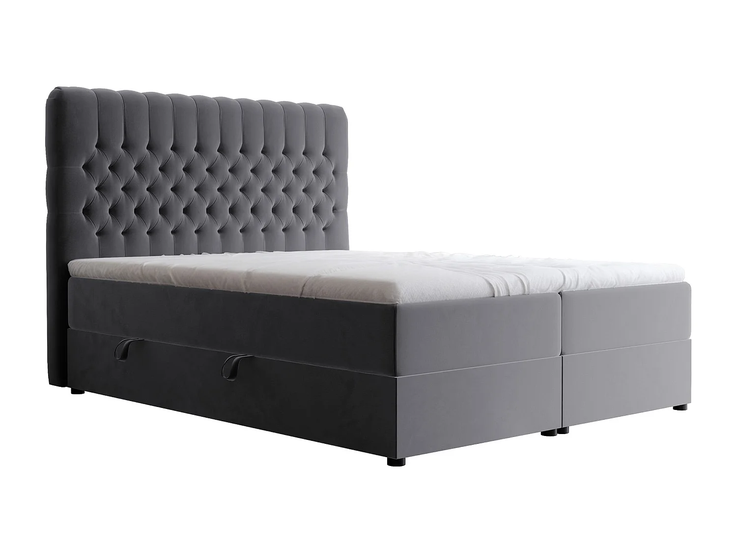 Lit continental rembourré avec matelas, gris anthracite - 140x200