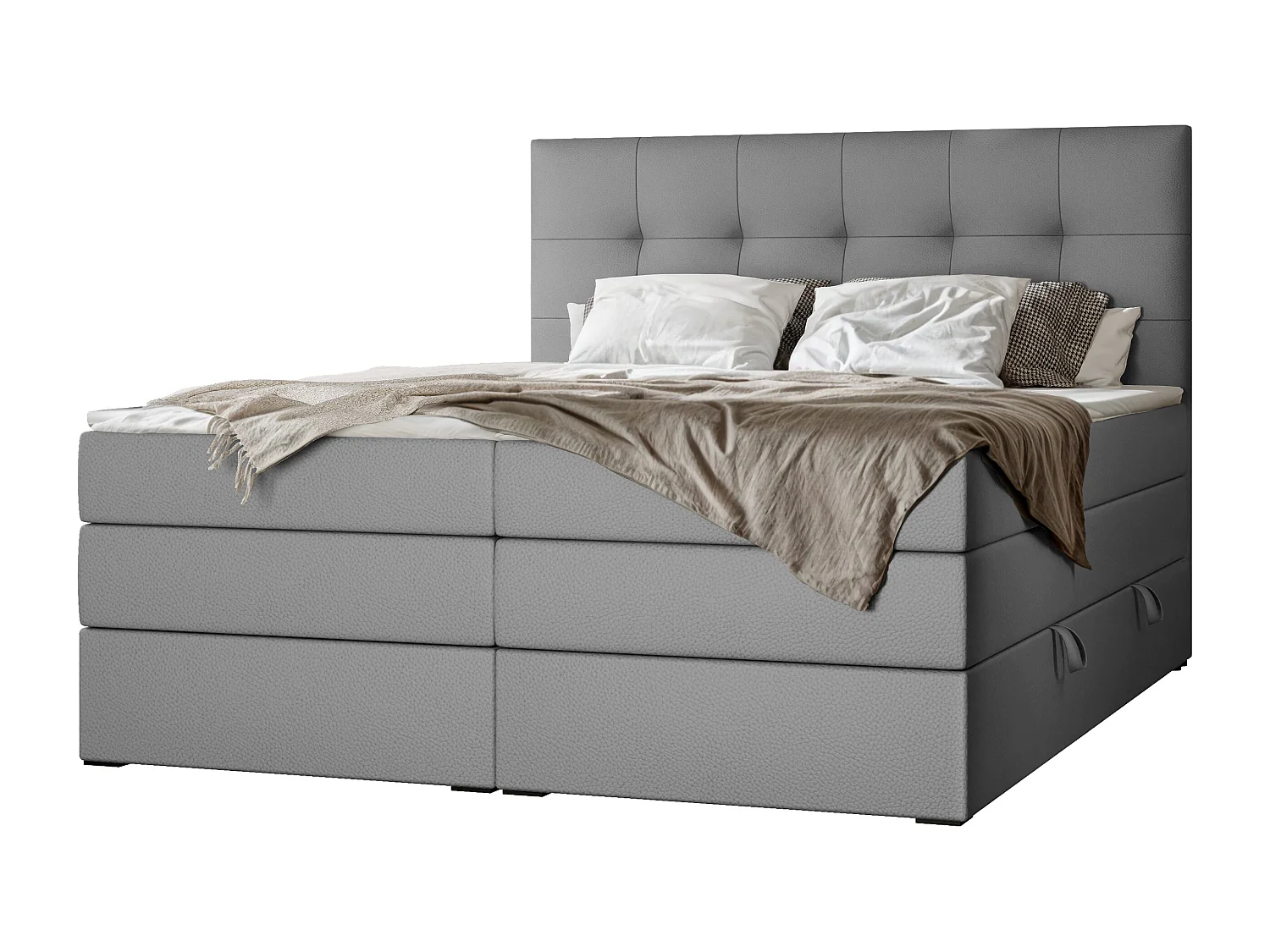 Lit continental rembourré avec surmatelas, gris  - 160x200 - AZARIO