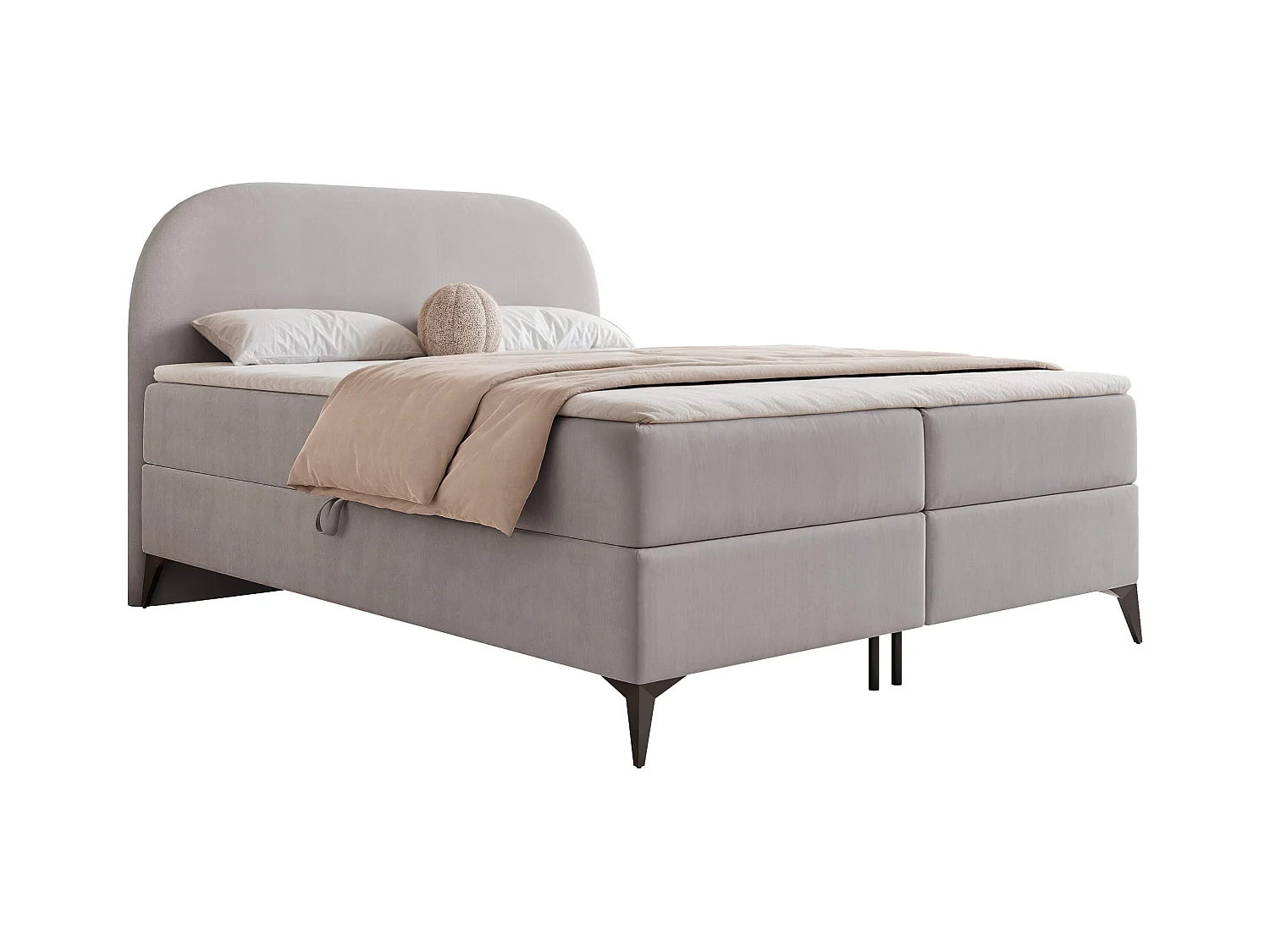 Lit continental rembourré sur pieds avec surmatelas, gris - 180x200 - NOELIA