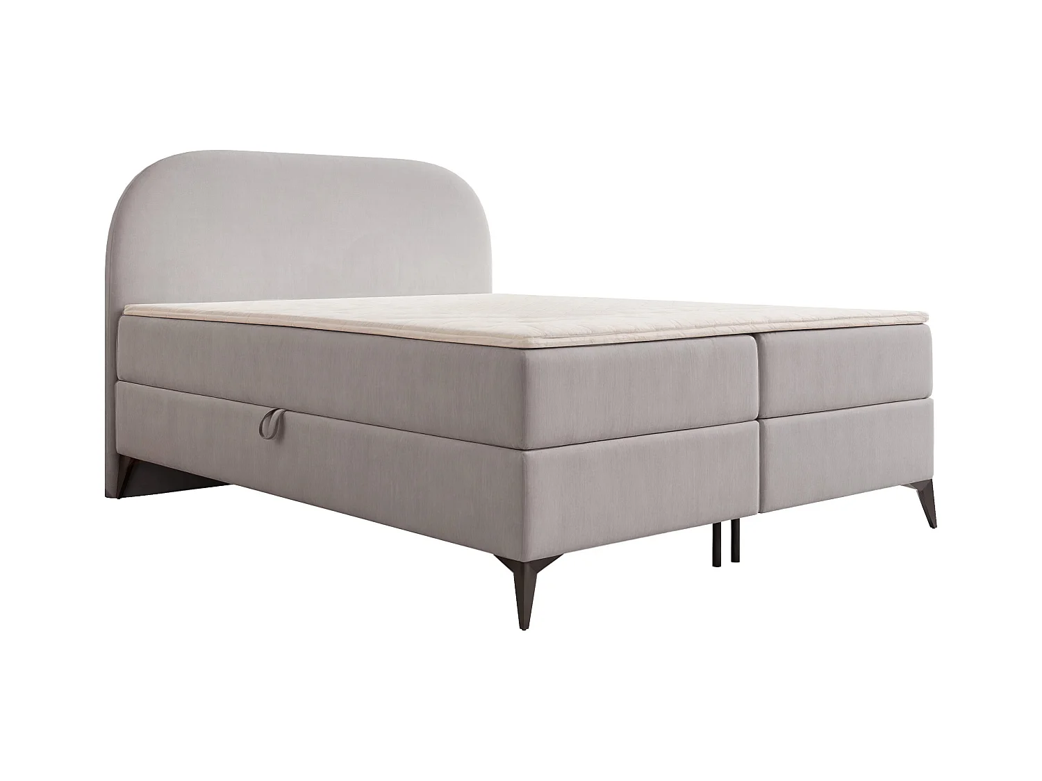 Lit continental rembourré sur pieds avec surmatelas, gris - 180x200 - NOELIA