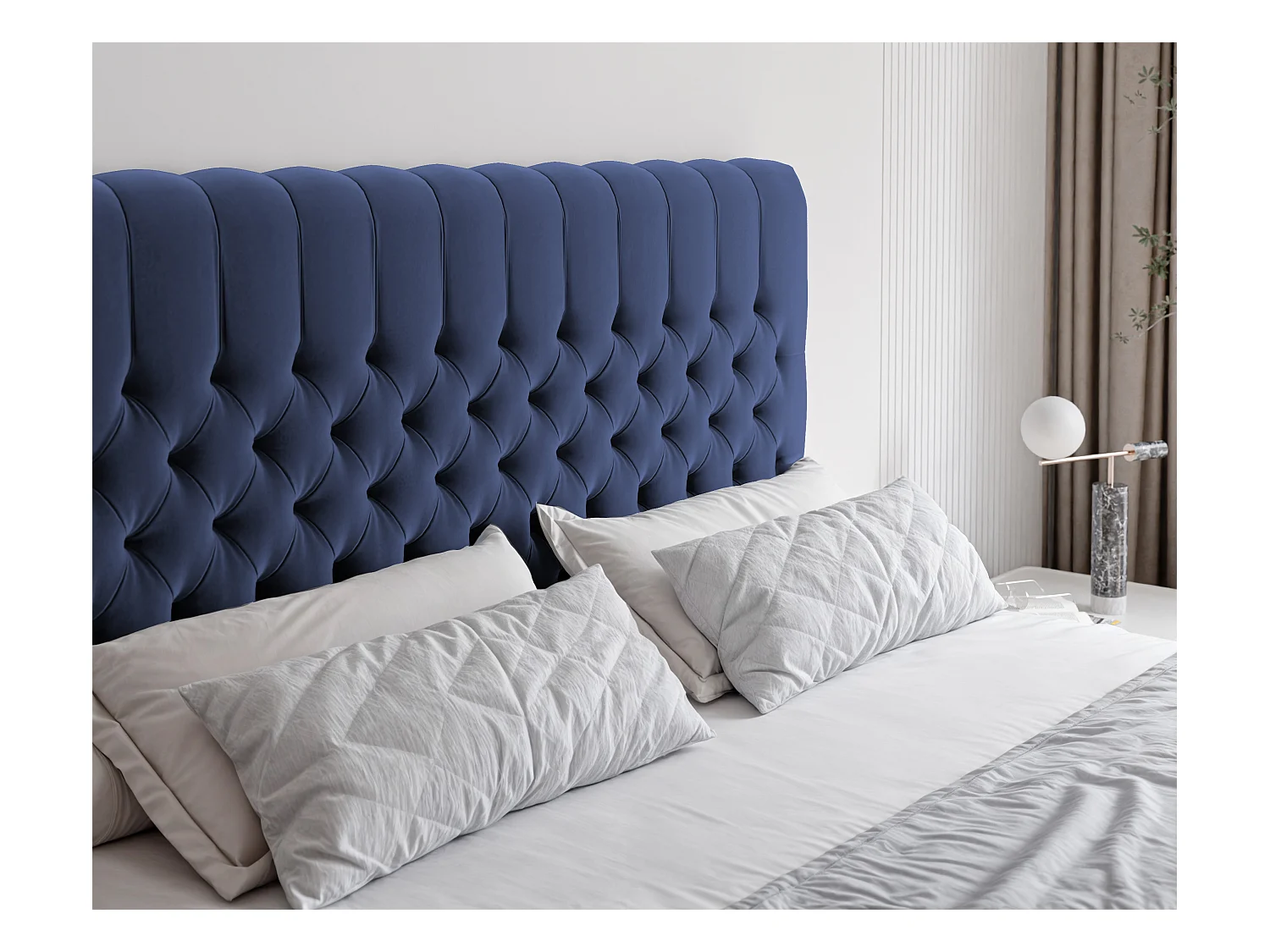 Lit continental rembourré avec matelas, bleu - 180x200