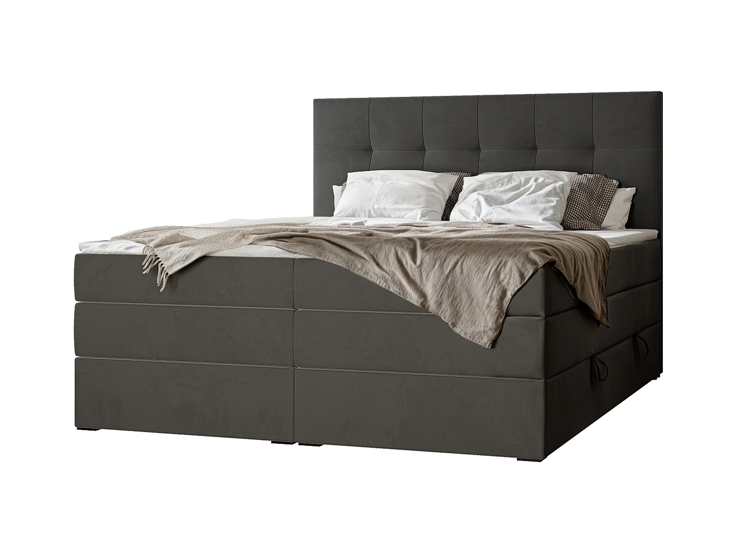 Lit continental rembourré avec surmatelas, gris anthracite - 180x200 - AZARIO