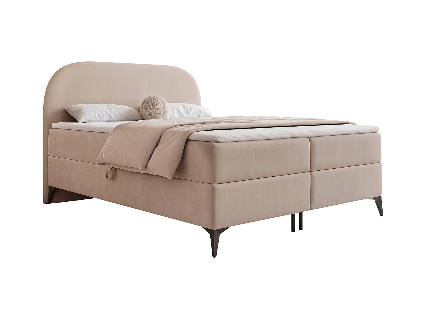 Lit continental rembourré sur pieds avec surmatelas, beige - 140x200 - NOELIA