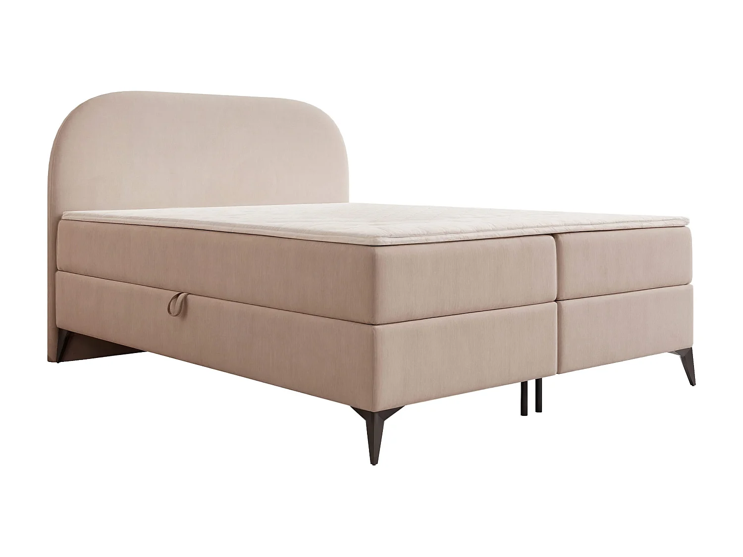 Lit continental rembourré sur pieds avec surmatelas, beige - 140x200 - NOELIA