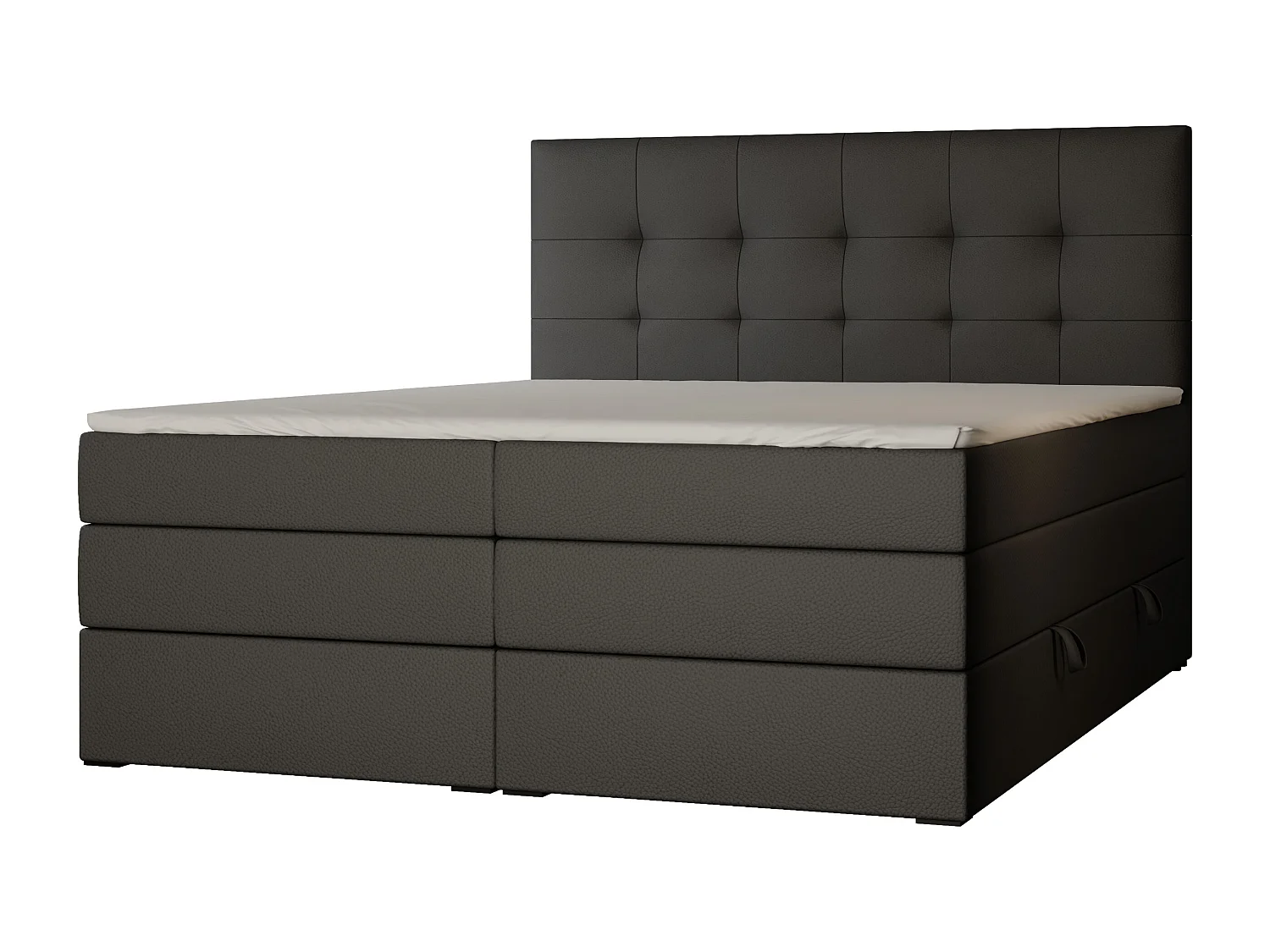 Lit continental rembourré avec surmatelas, noir  - 160x200 - AZARIO