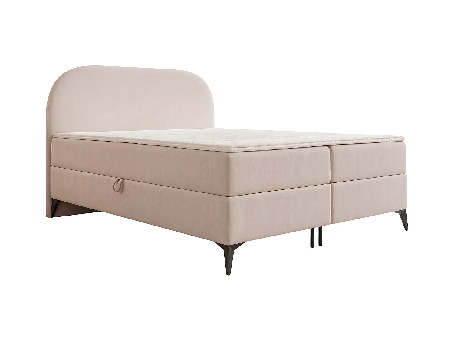 Lit continental rembourré sur pieds avec surmatelas, crème- 180x200 - NOELIA