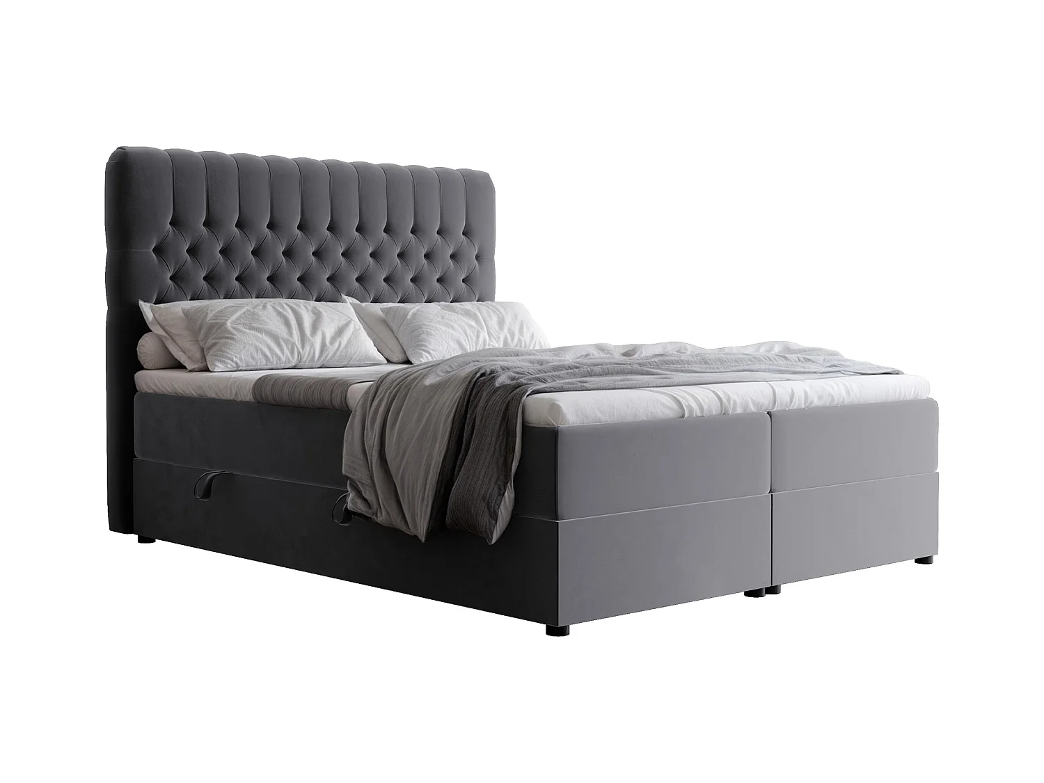 Lit continental rembourré avec matelas, gris anthracite - 200x200