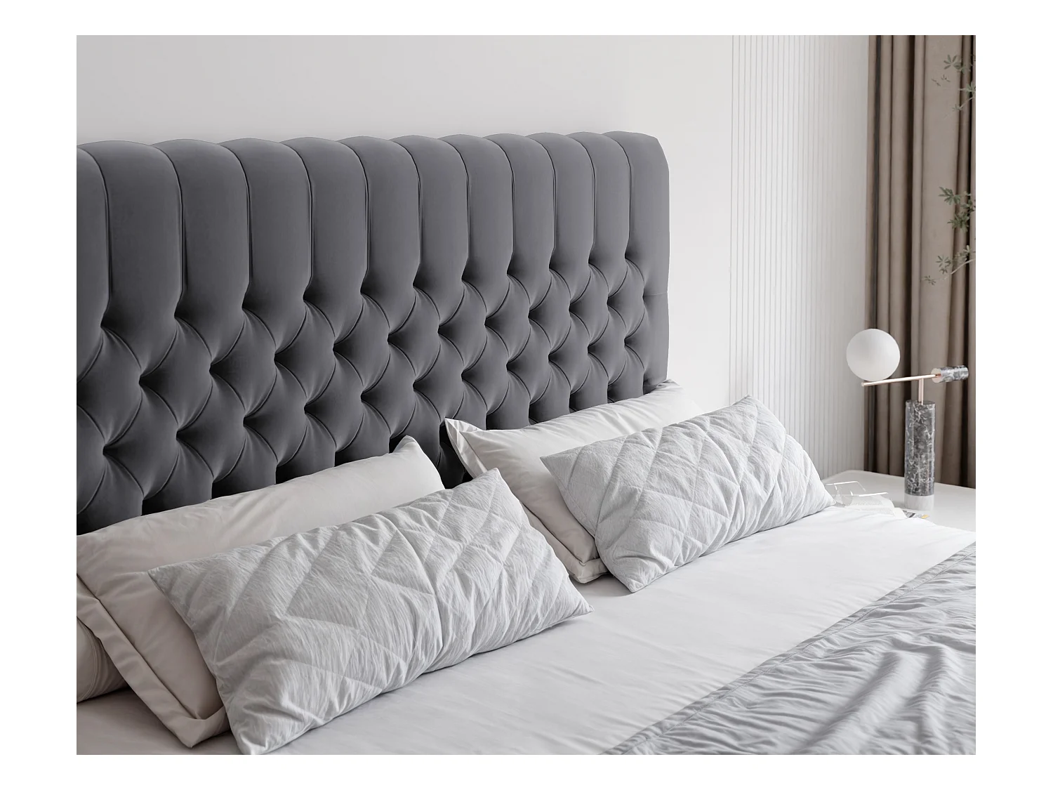 Lit continental rembourré avec matelas, gris anthracite - 200x200