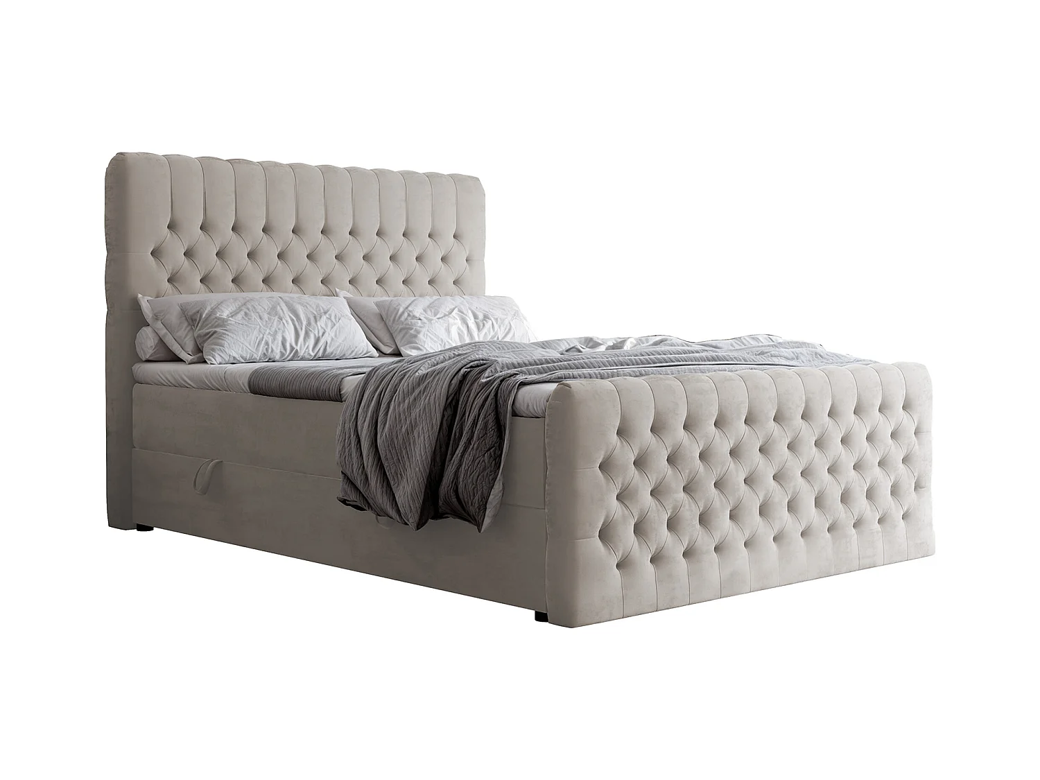 Lit continental rembourré avec matelas, beige - 200x200