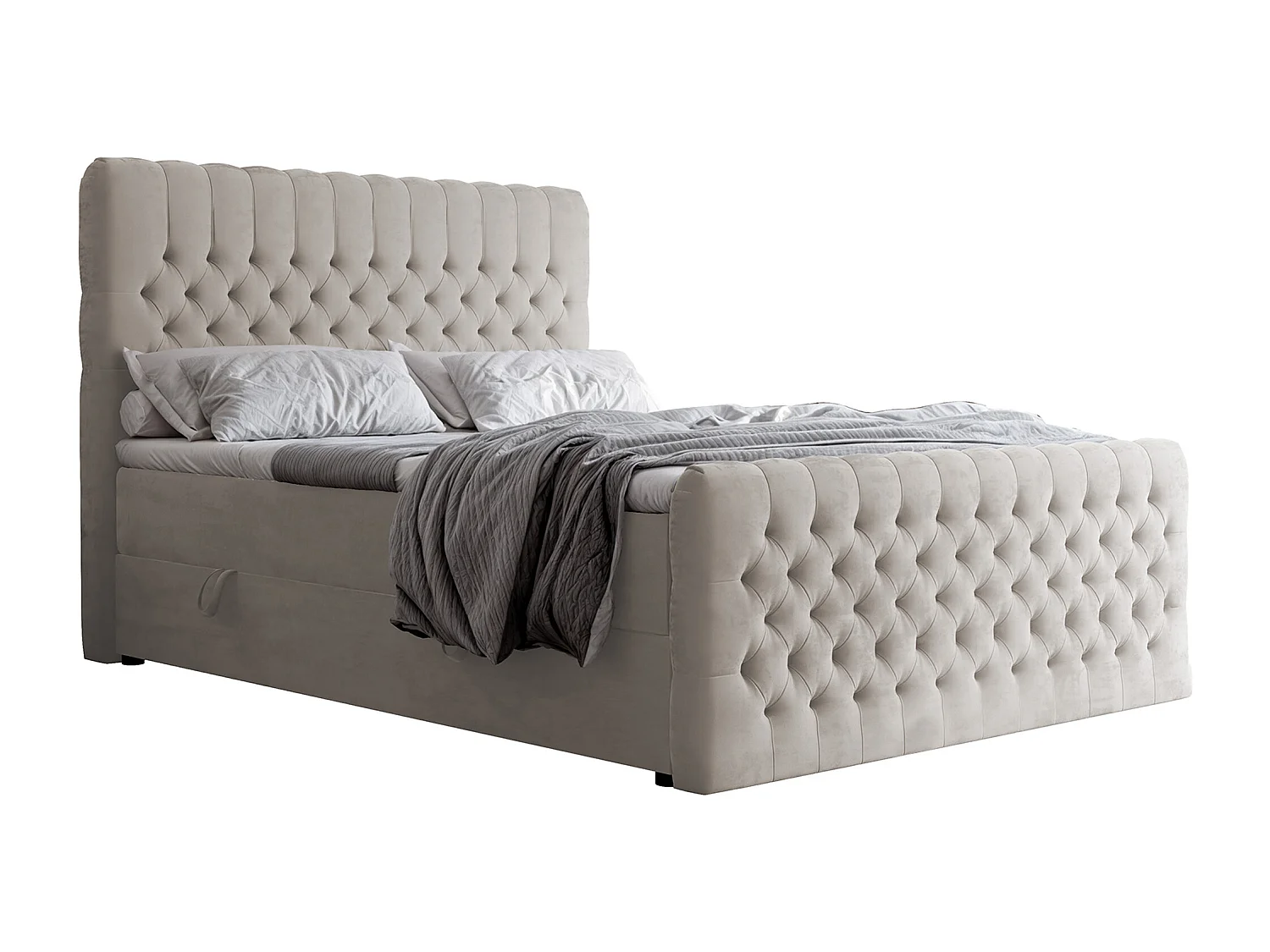 Lit continental rembourré avec matelas, beige - 200x200