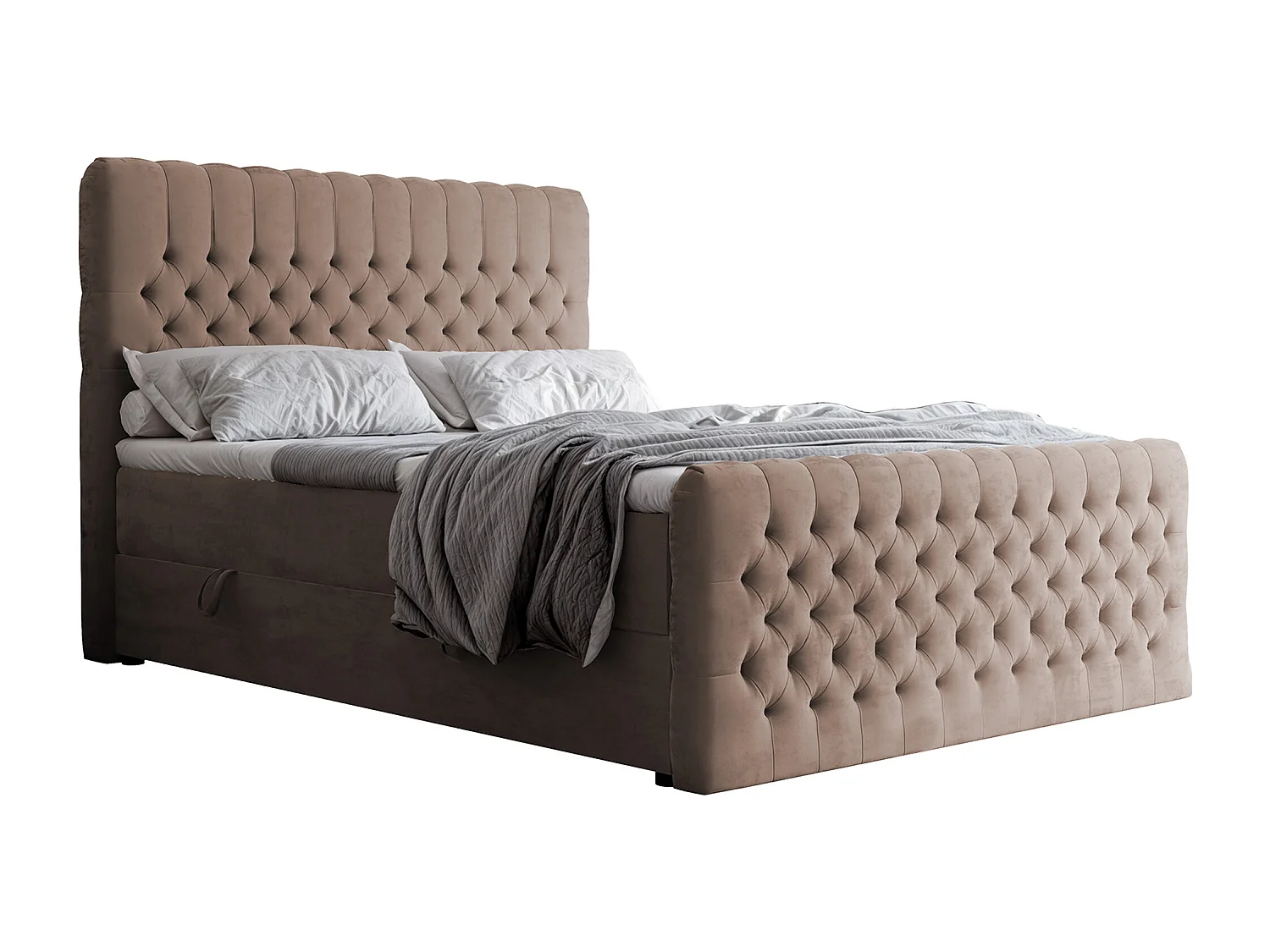 Lit continental rembourré avec matelas, marron - 120x200