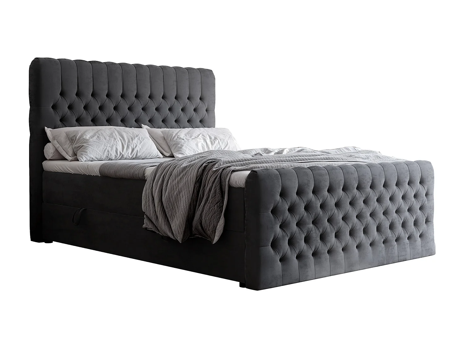 Lit continental rembourré avec matelas, gris anthracite - 120x200
