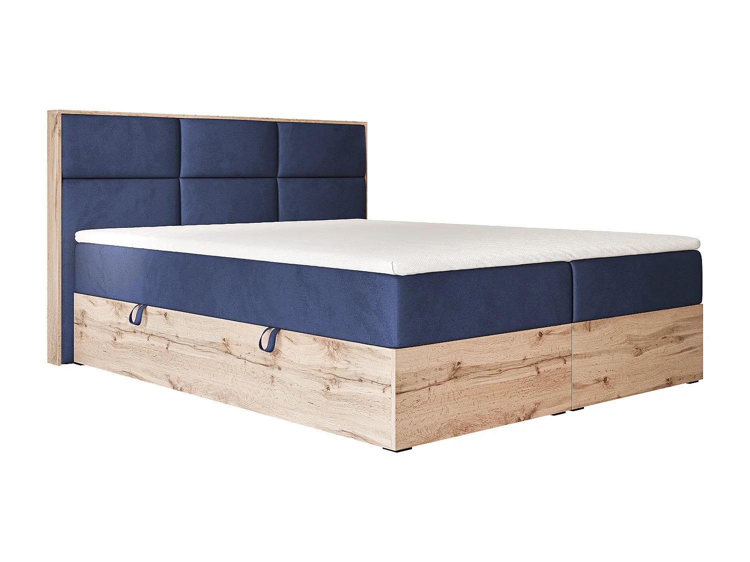 Lit continental rembourré avec surmatelas, bleu - 140x200 - LAVIO