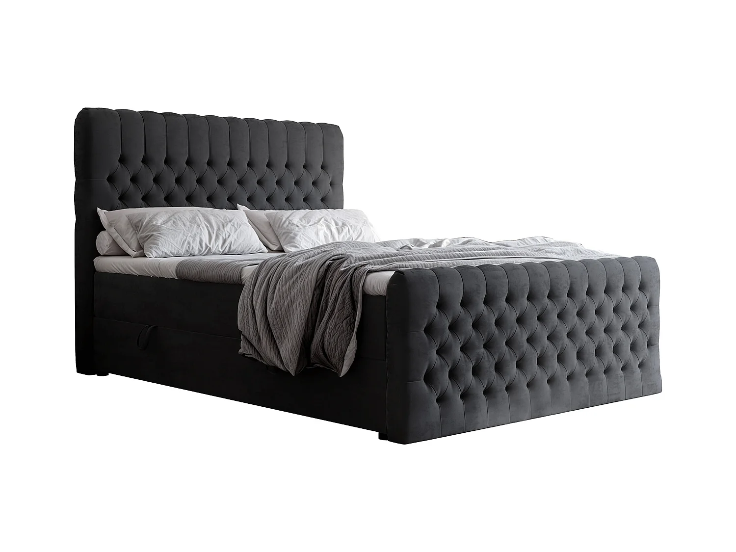 Lit continental rembourré avec matelas, noir - 160x200