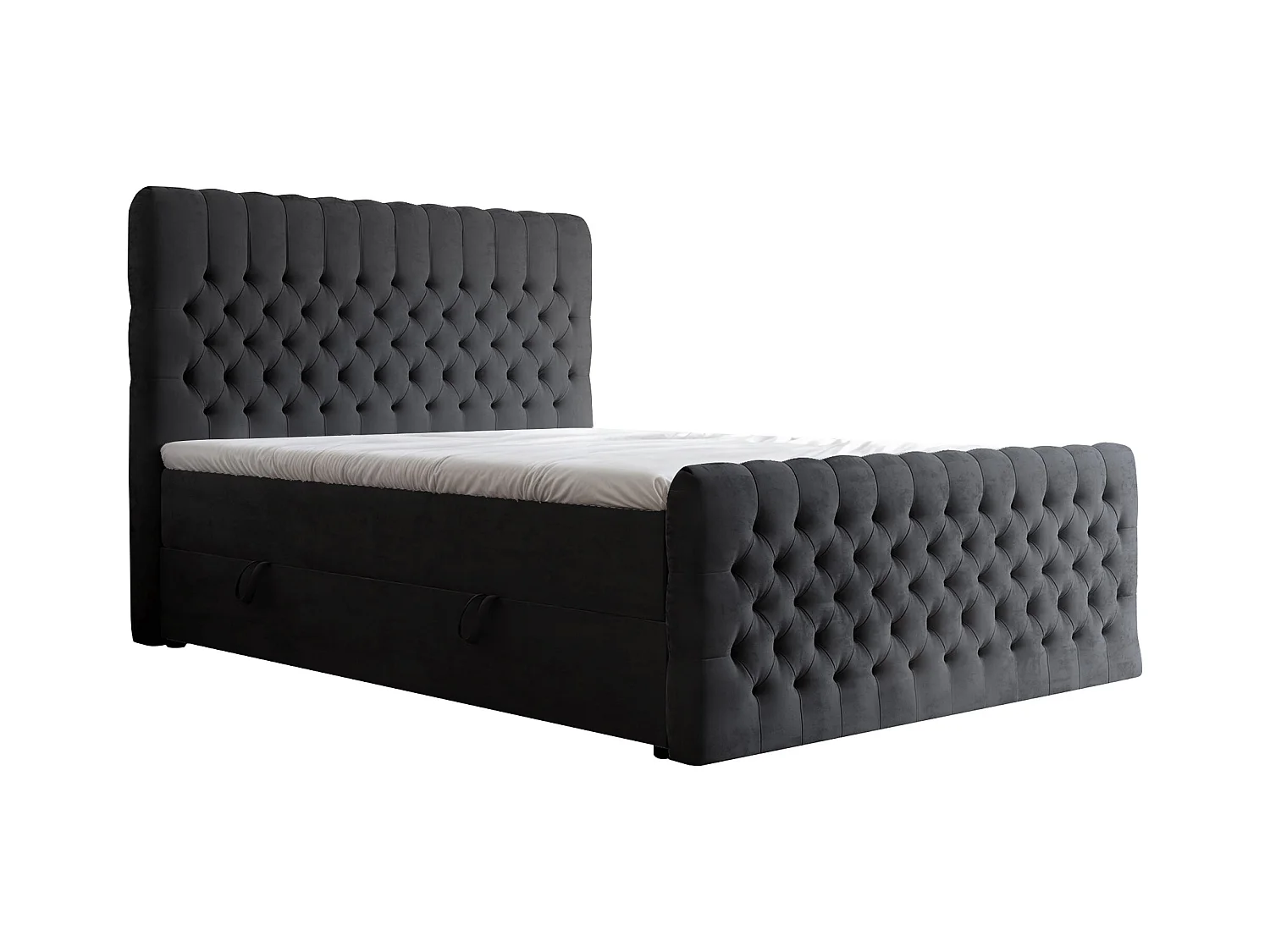 Lit continental rembourré avec matelas, noir - 160x200