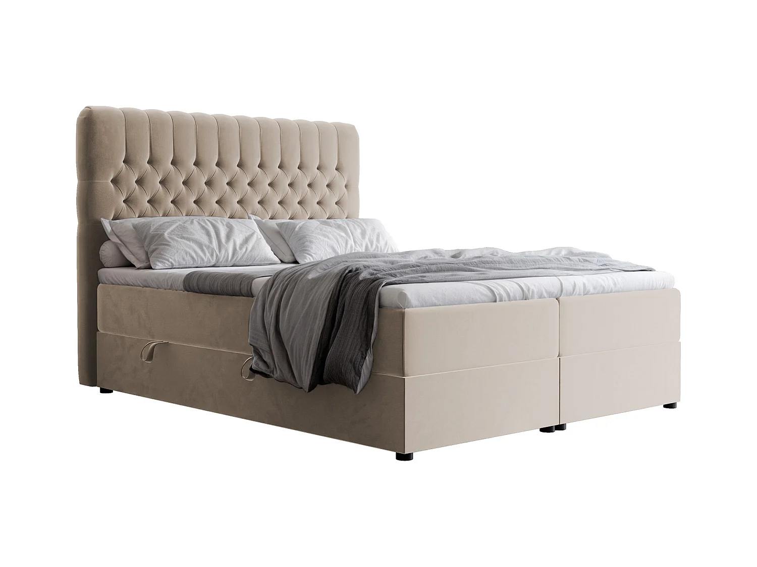 Lit continental rembourré avec matelas, crème - 200x200