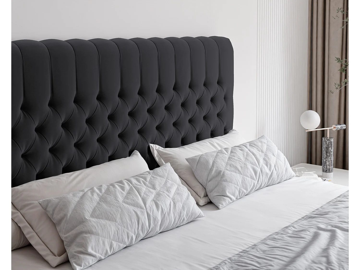 Lit continental rembourré avec matelas, noir - 120x200