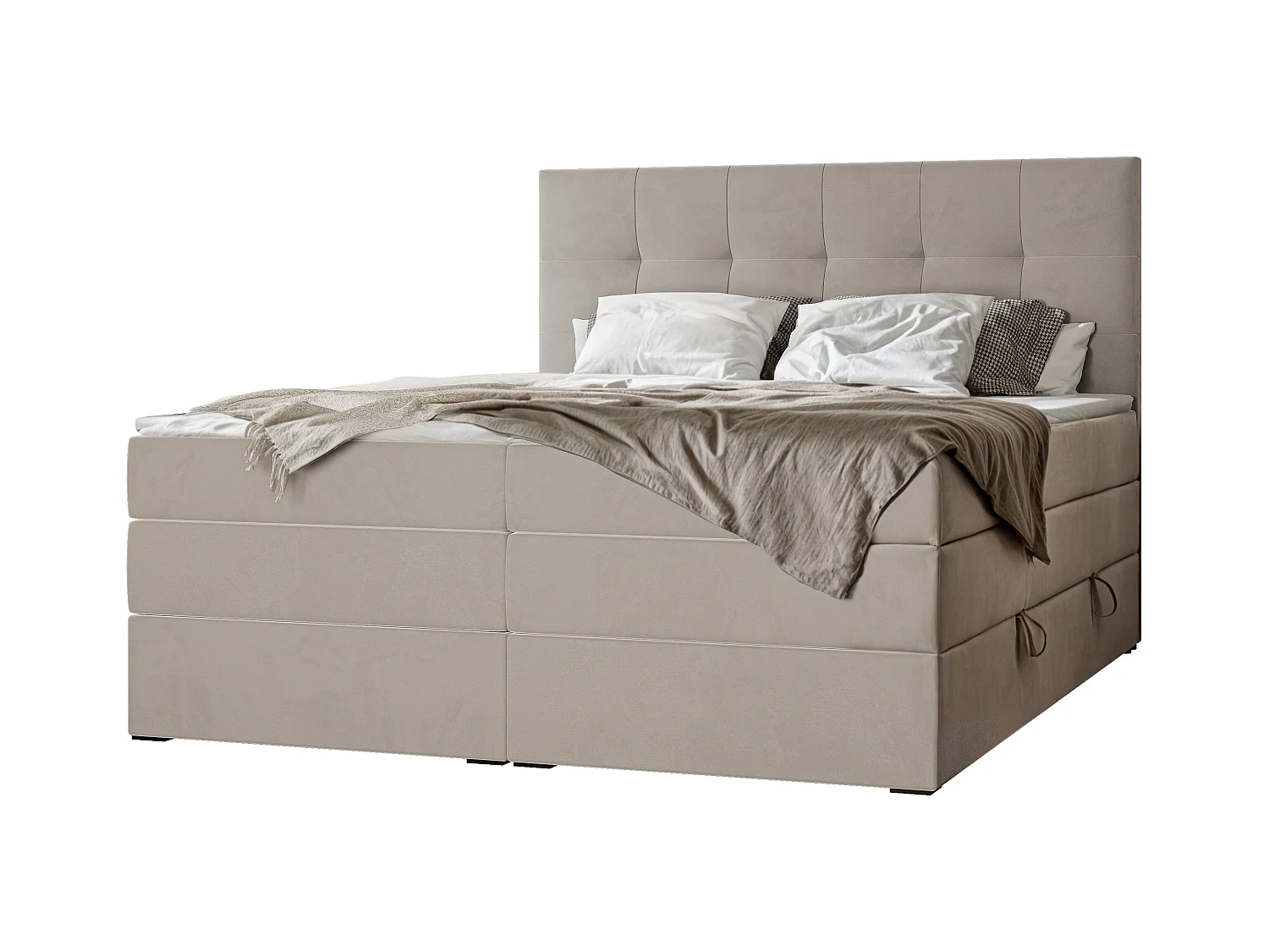 Lit continental rembourré avec surmatelas, beige - 180x200 - AZARIO