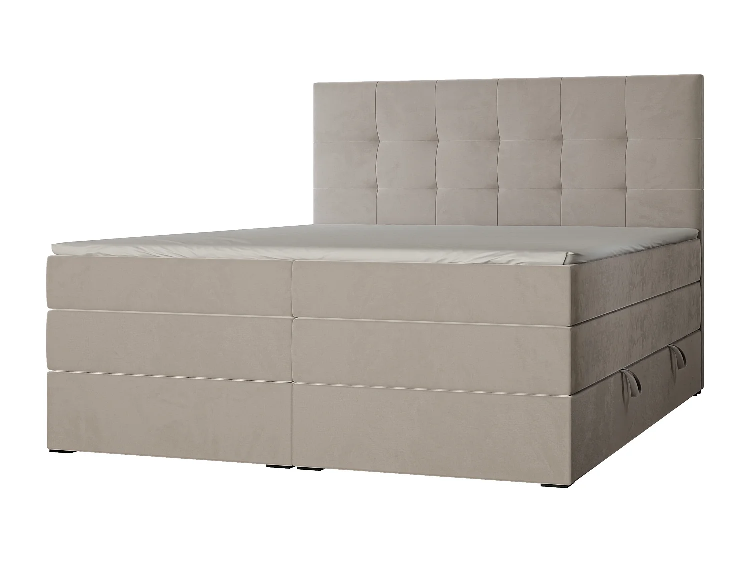 Lit continental rembourré avec surmatelas, beige - 180x200 - AZARIO