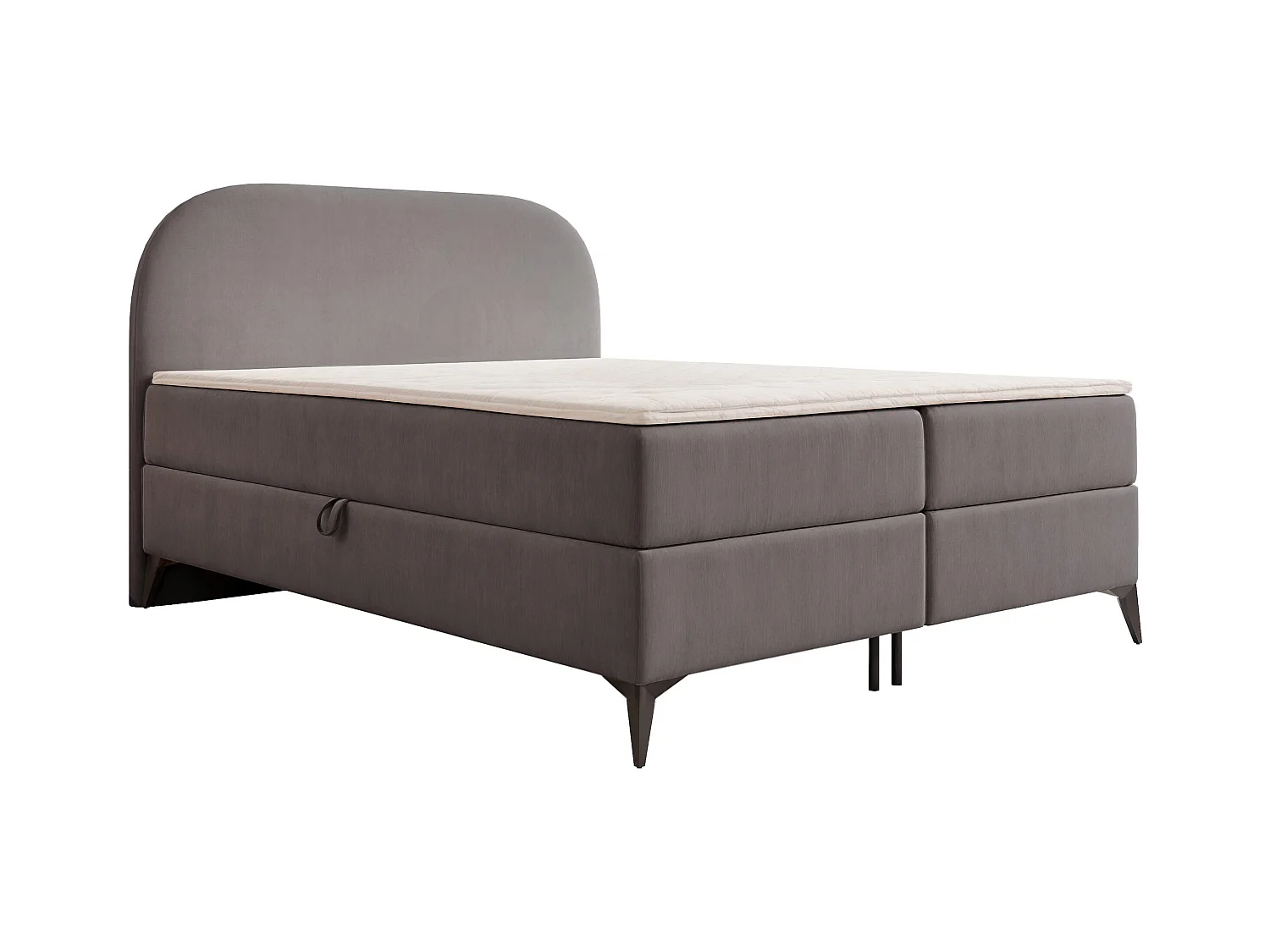 Lit continental rembourré sur pieds avec surmatelas, gris anthracite - 180x200 - NOELIA