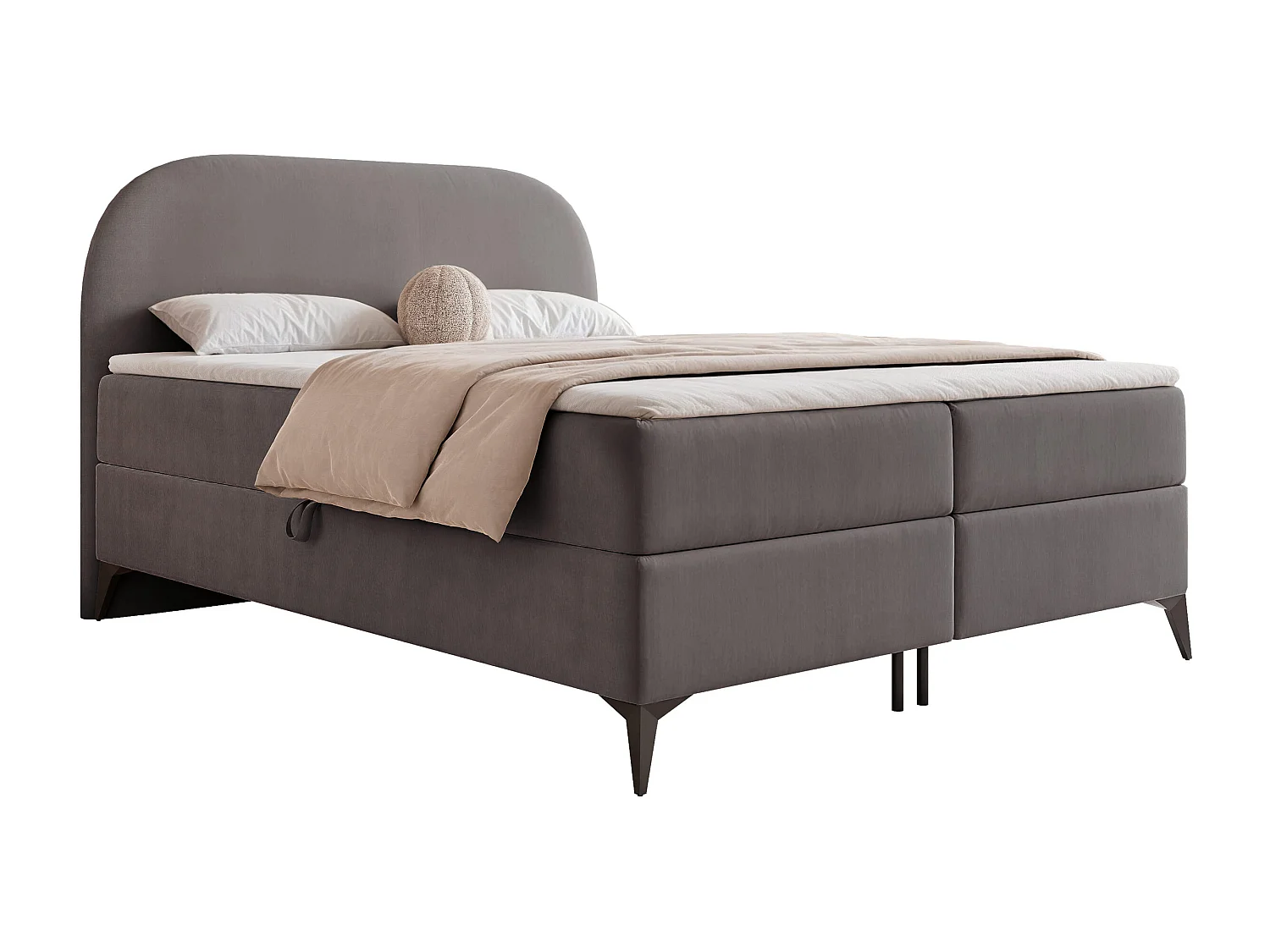 Lit continental rembourré sur pieds avec surmatelas, gris anthracite - 180x200 - NOELIA