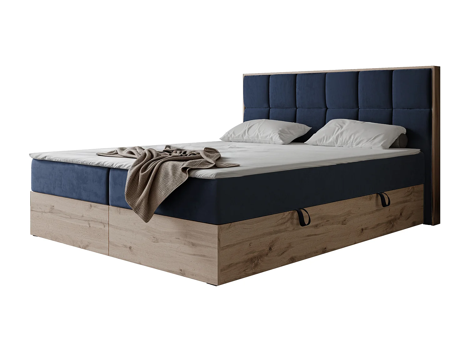 Lit continental rembourré avec surmatelas, bleu - 180x200 - LAVIO II