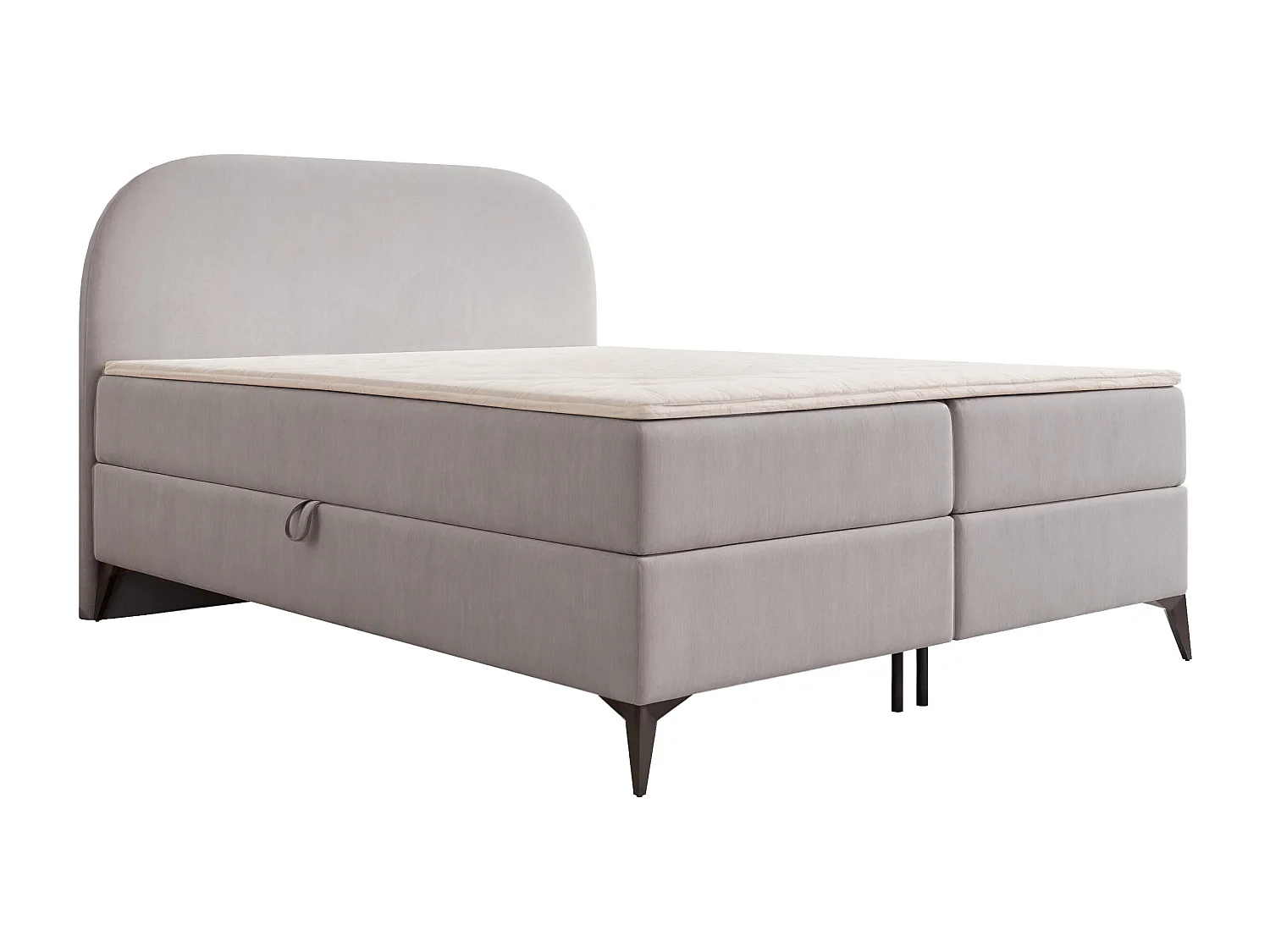 Lit continental rembourré sur pieds avec surmatelas, gris - 160x200 - NOELIA