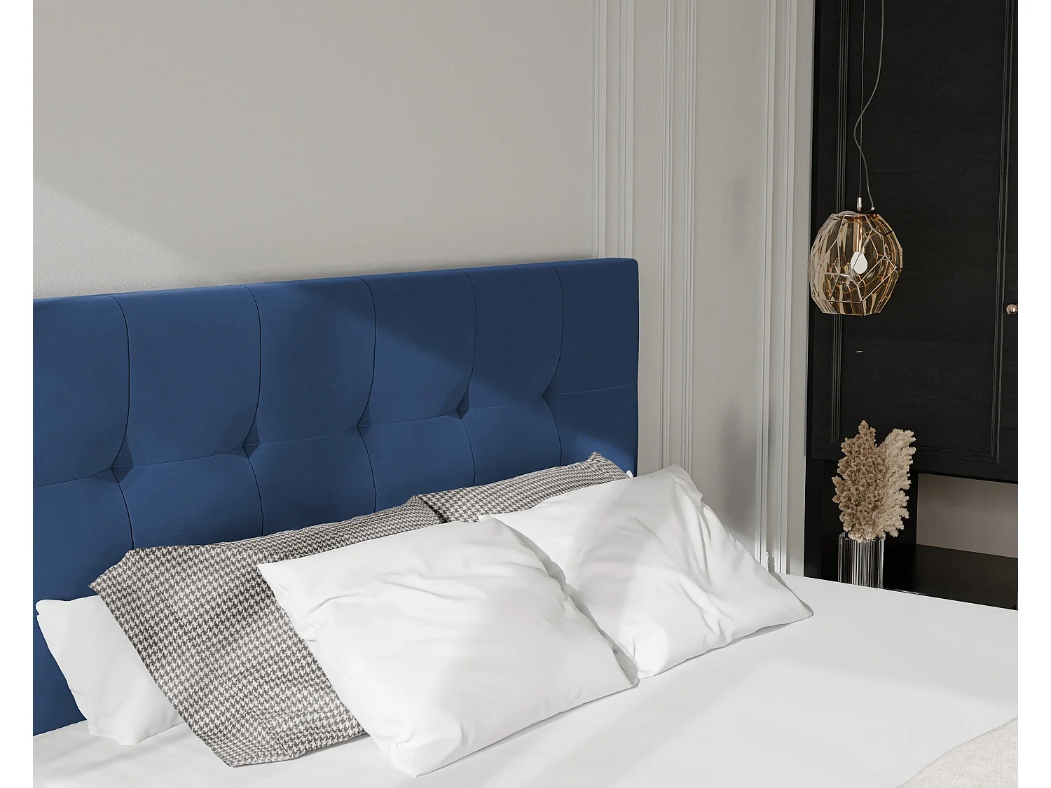 Lit continental rembourré avec surmatelas, bleu - 140x200 - AZARIO