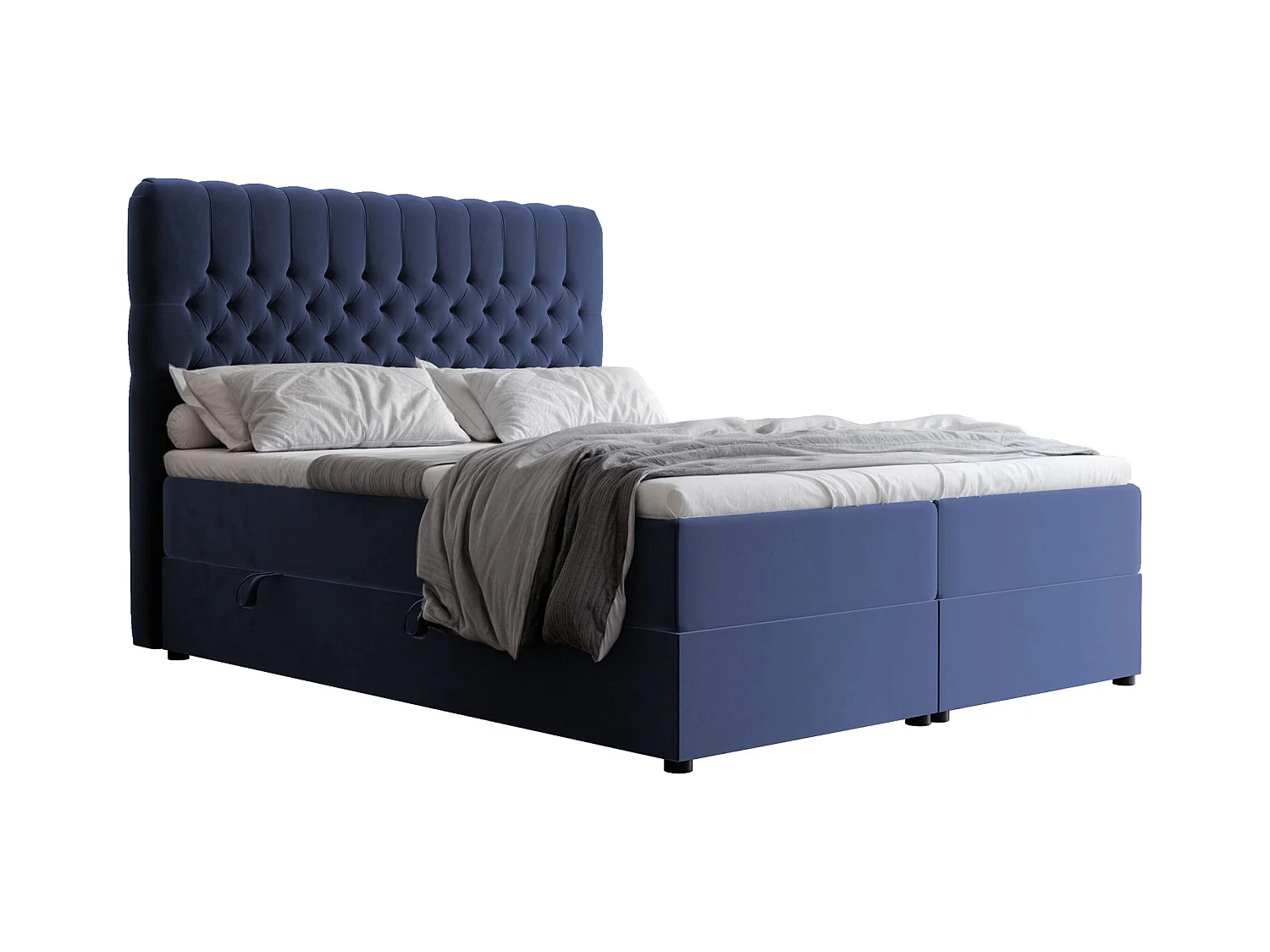 Lit continental rembourré avec matelas, bleu - 140x200