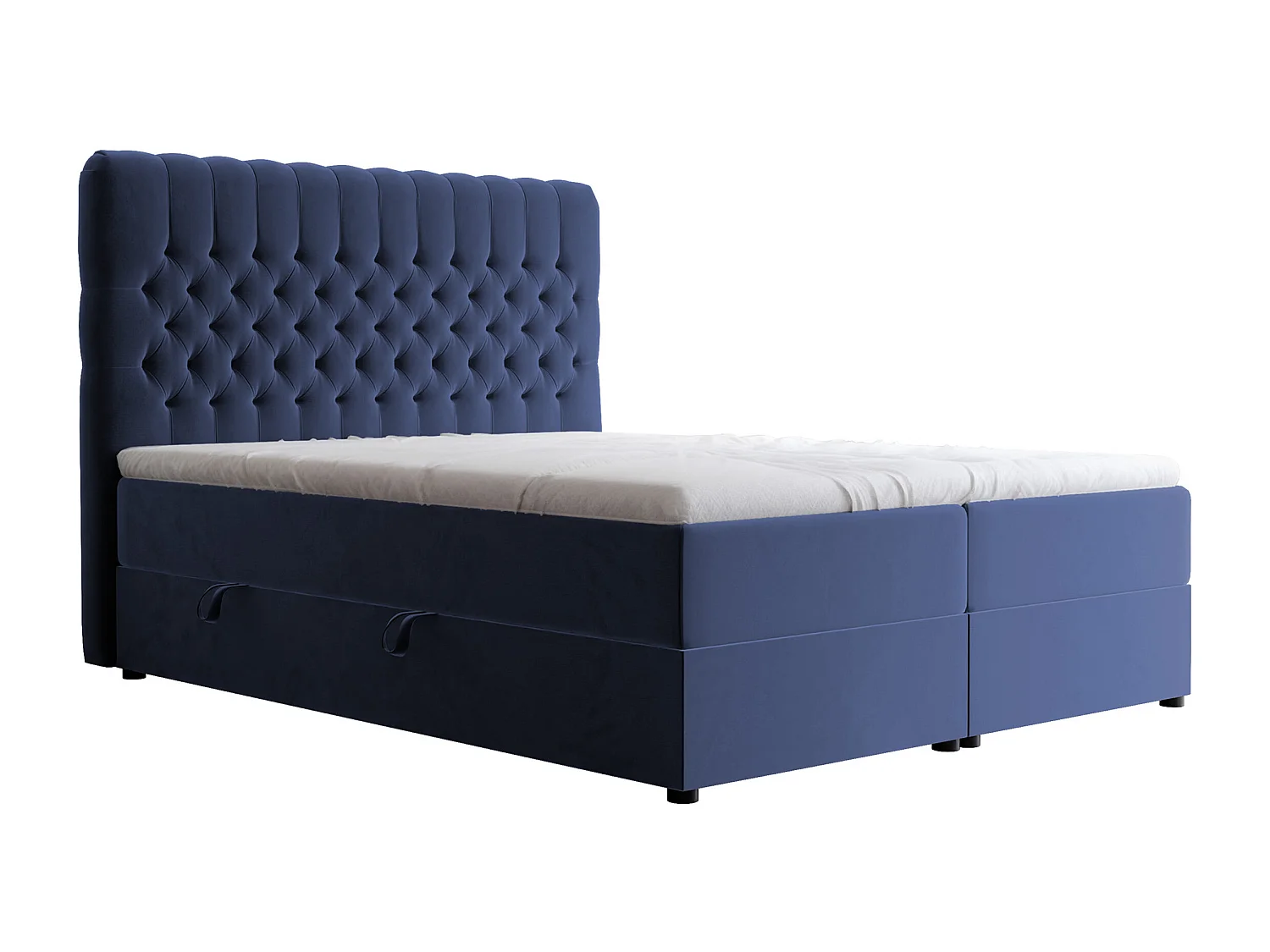 Lit continental rembourré avec matelas, bleu - 140x200