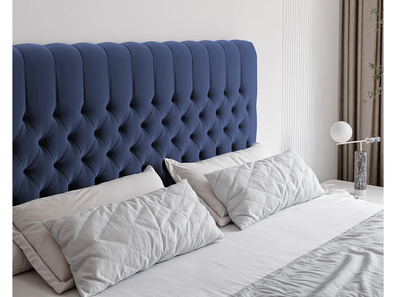 Lit continental rembourré avec matelas, bleu - 140x200