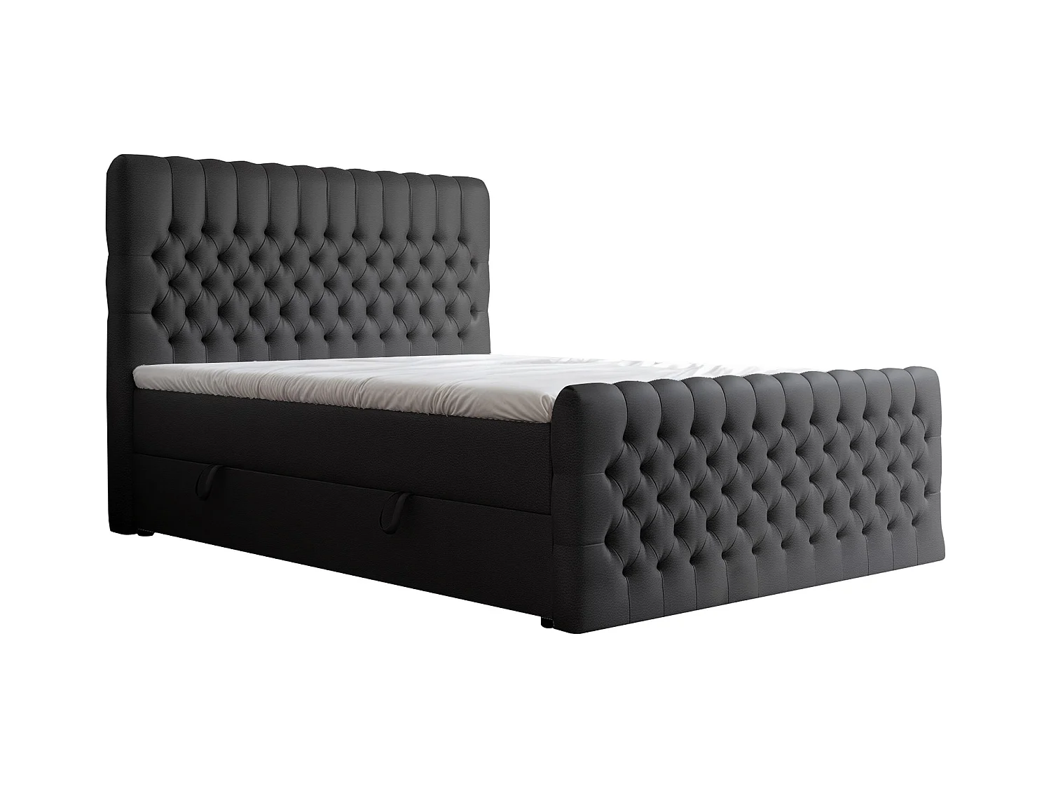 Lit continental rembourré avec matelas, noir  - 200x200