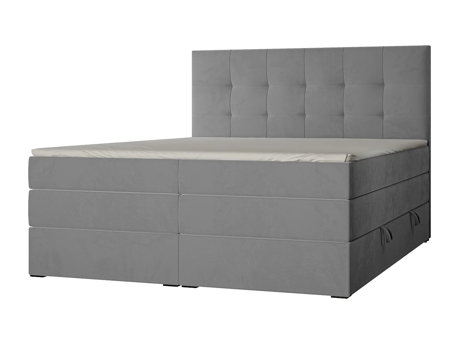 Lit continental rembourré avec surmatelas, gris - 120x200 - AZARIO