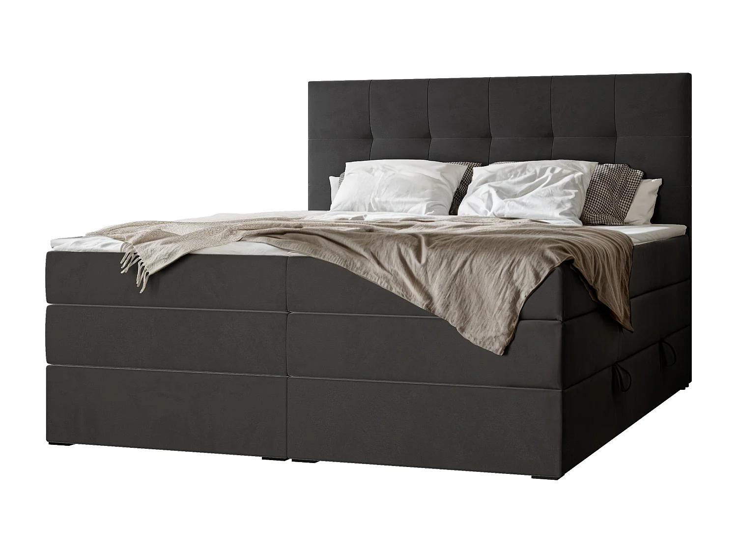 Lit continental rembourré avec surmatelas, gris anthracite - 140x200 - AZARIO