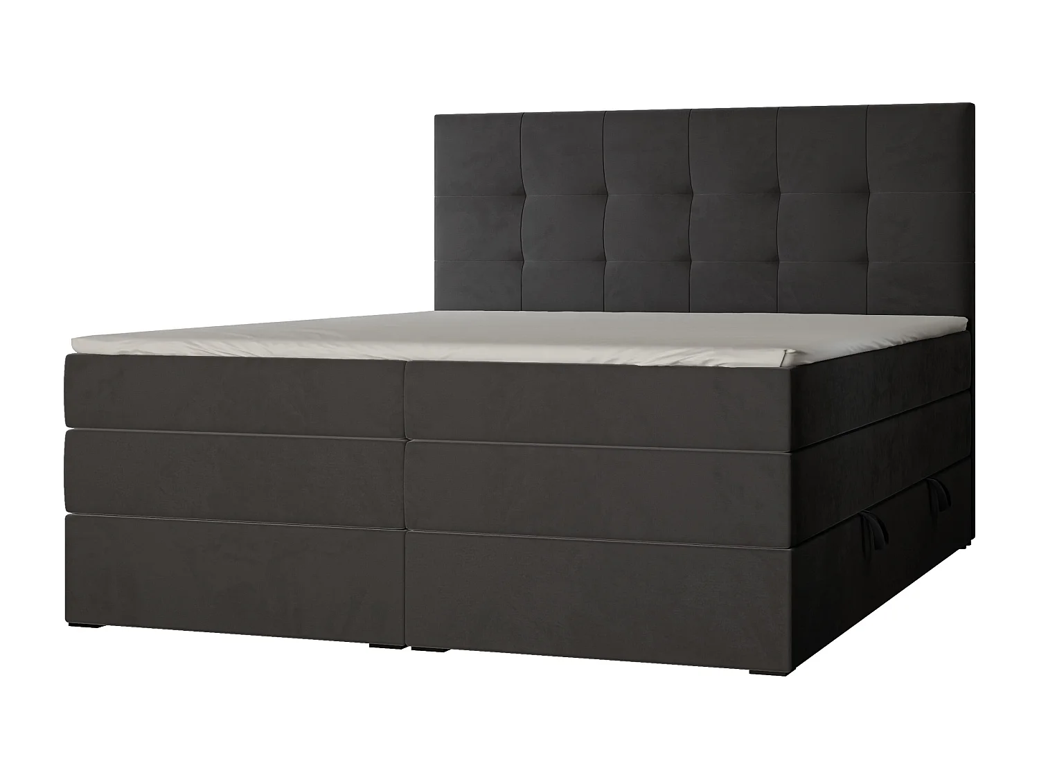 Lit continental rembourré avec surmatelas, gris anthracite - 140x200 - AZARIO