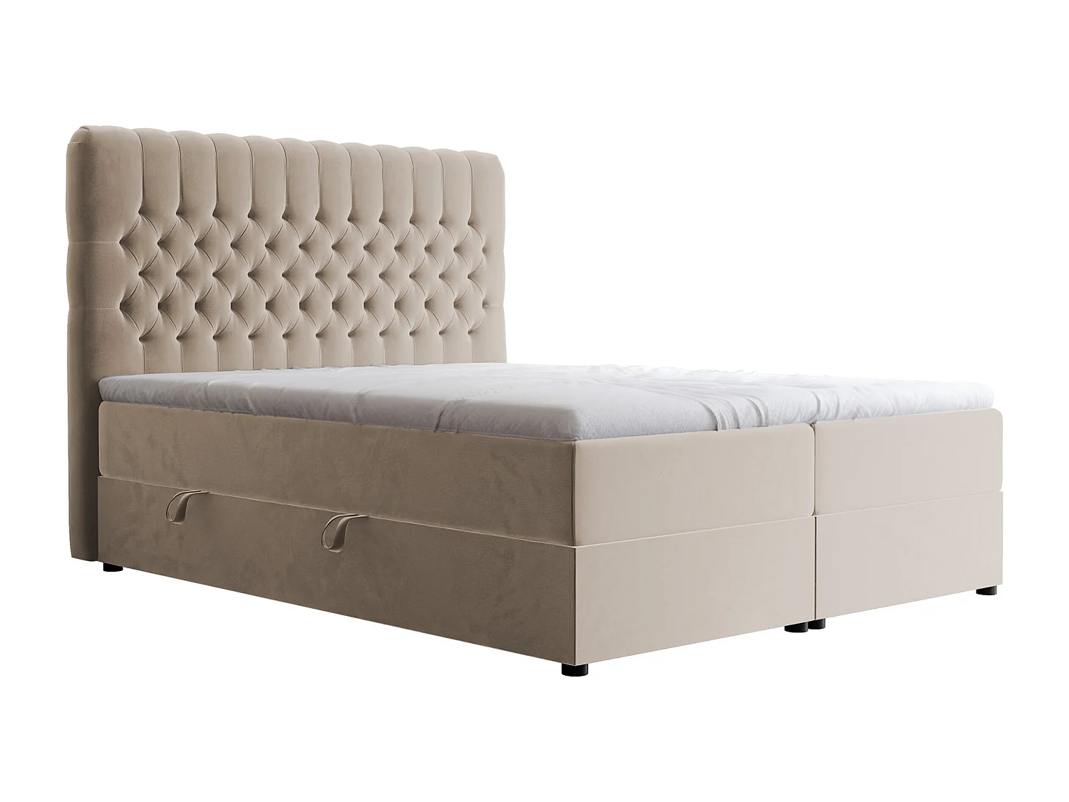Lit continental rembourré avec matelas, crème - 160x200