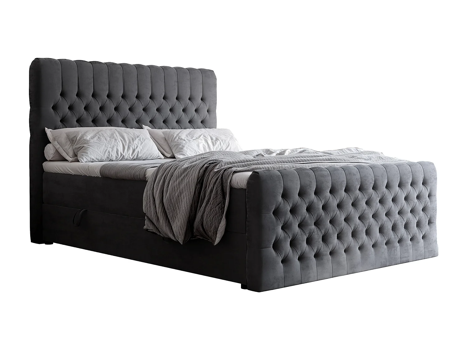 Lit continental rembourré avec matelas, gris anthracite - 140x200