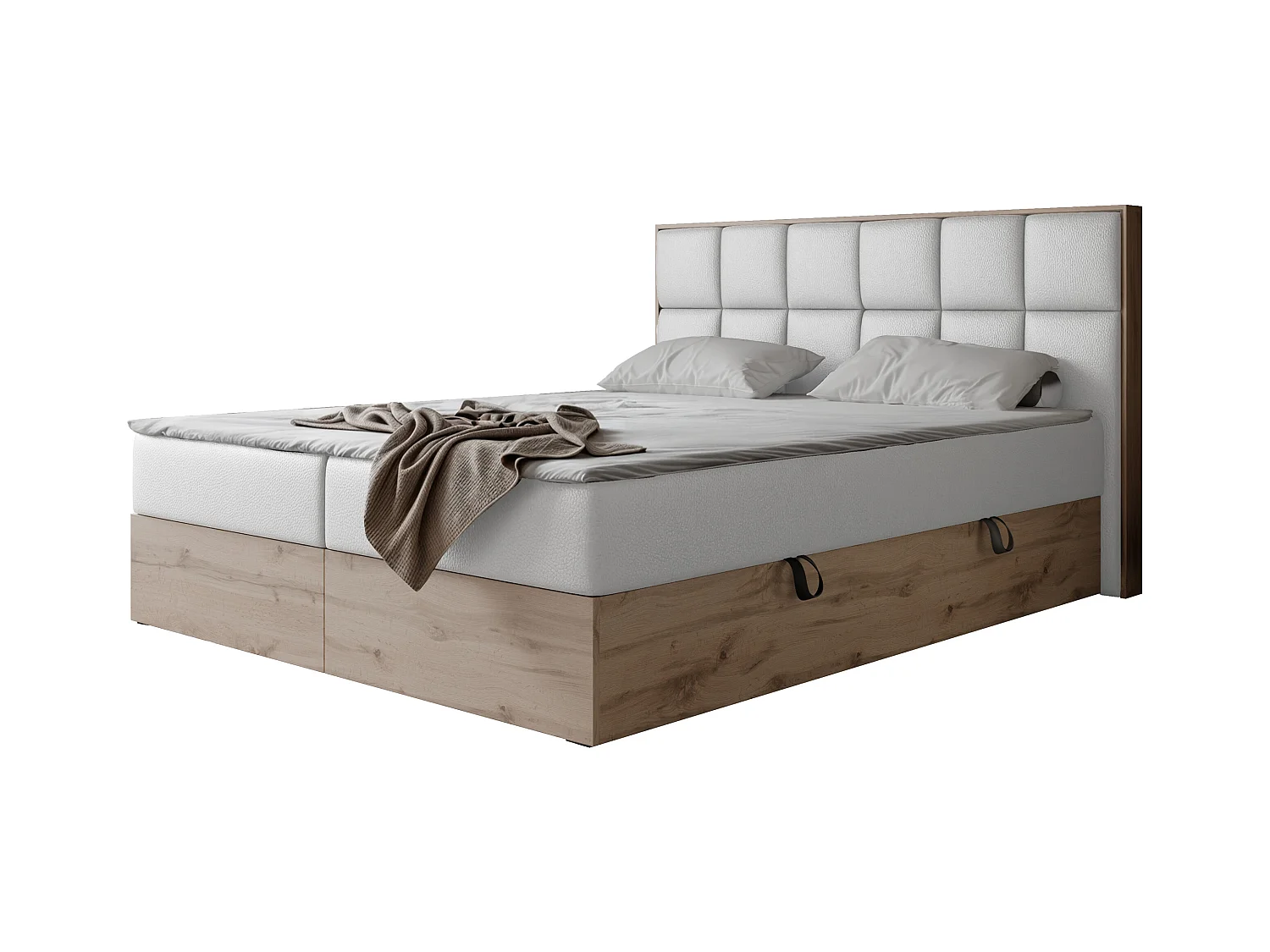 Lit continental rembourré avec surmatelas, blanc  - 160x200 - LAVIO II