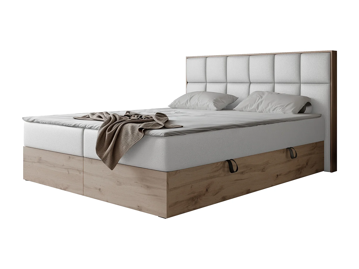 Lit continental rembourré avec surmatelas, blanc  - 160x200 - LAVIO II