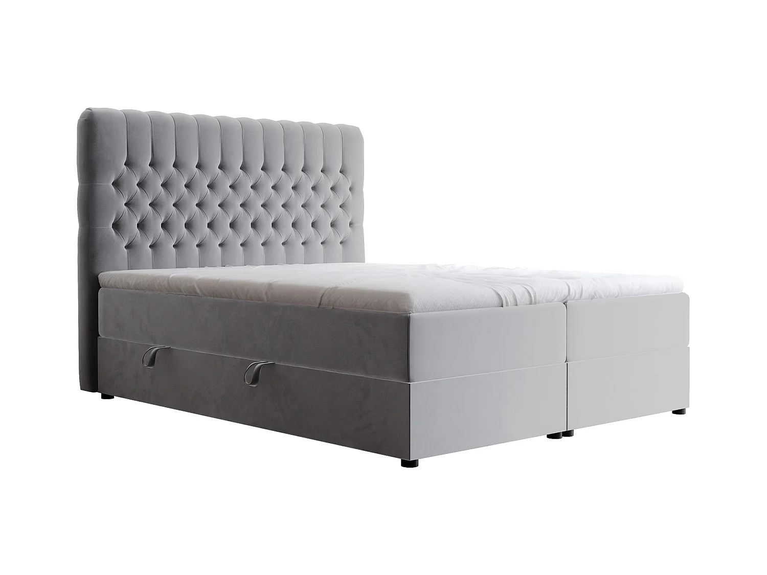 Lit continental rembourré avec matelas, gris clair - 200x200