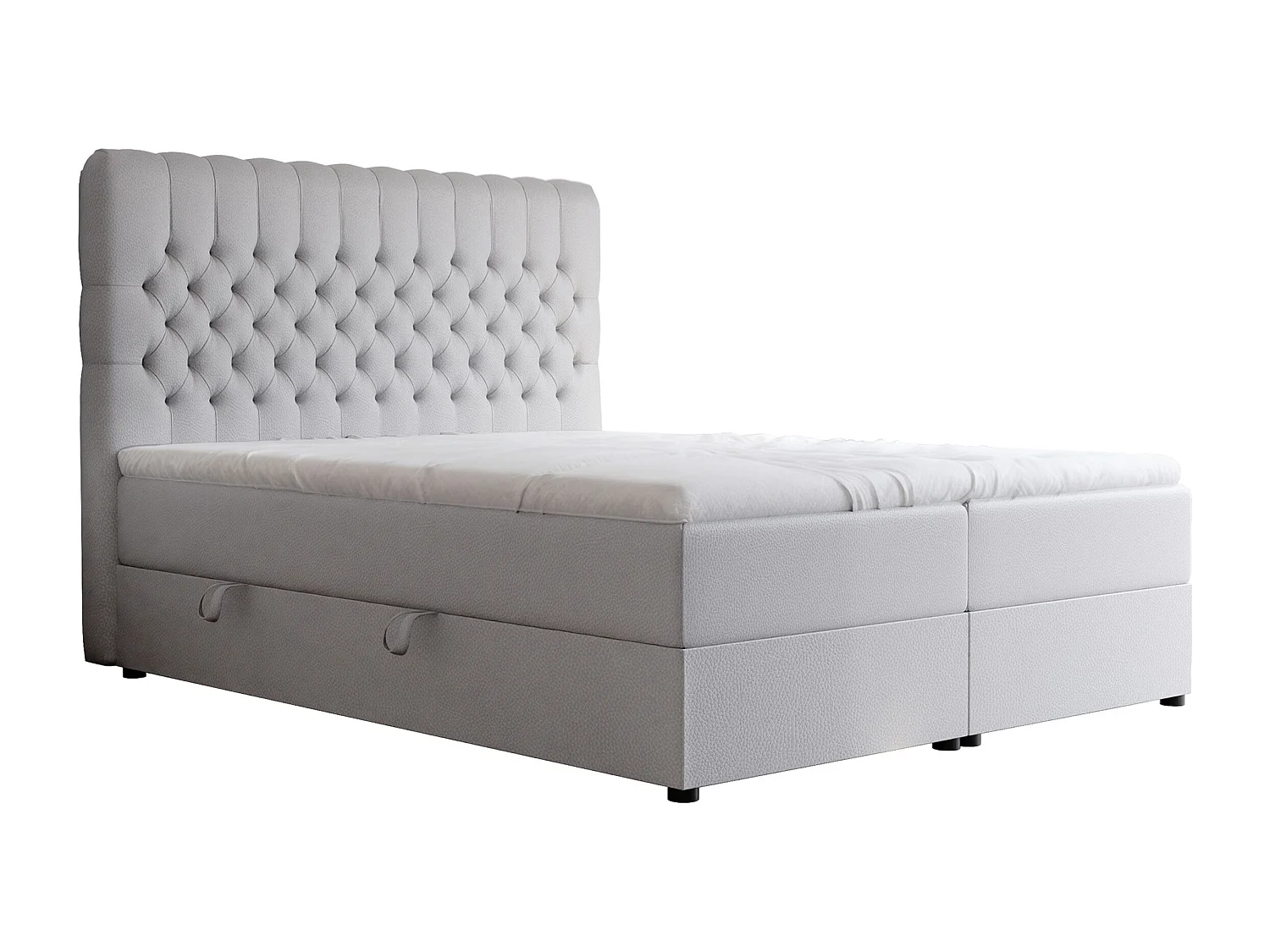 Lit continental rembourré avec matelas, gris  - 140x200