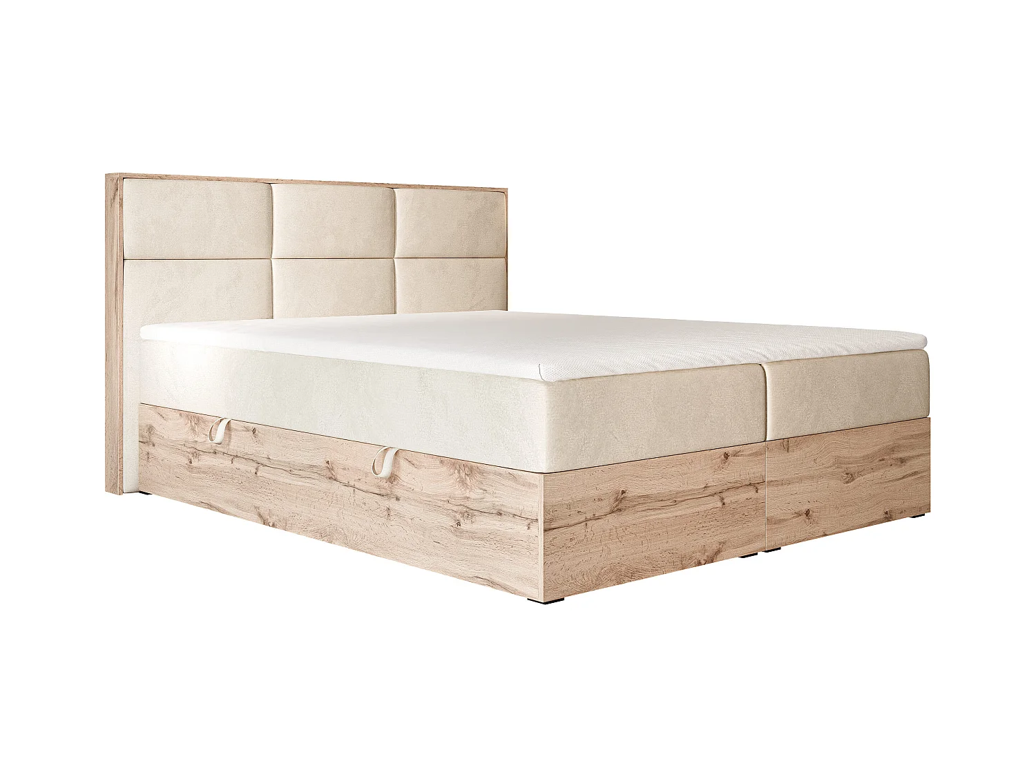 Lit continental rembourré avec surmatelas, crème - 140x200 - LAVIO