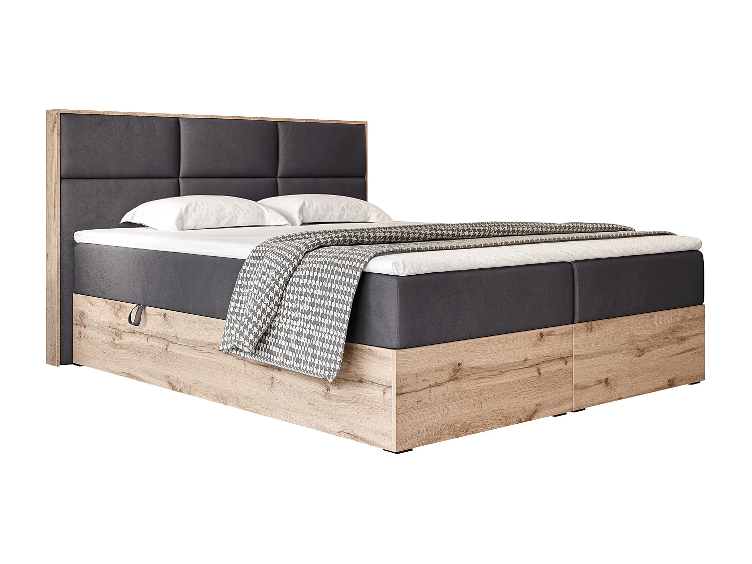 Lit continental rembourré avec surmatelas, gris anthracite - 160x200 - LAVIO